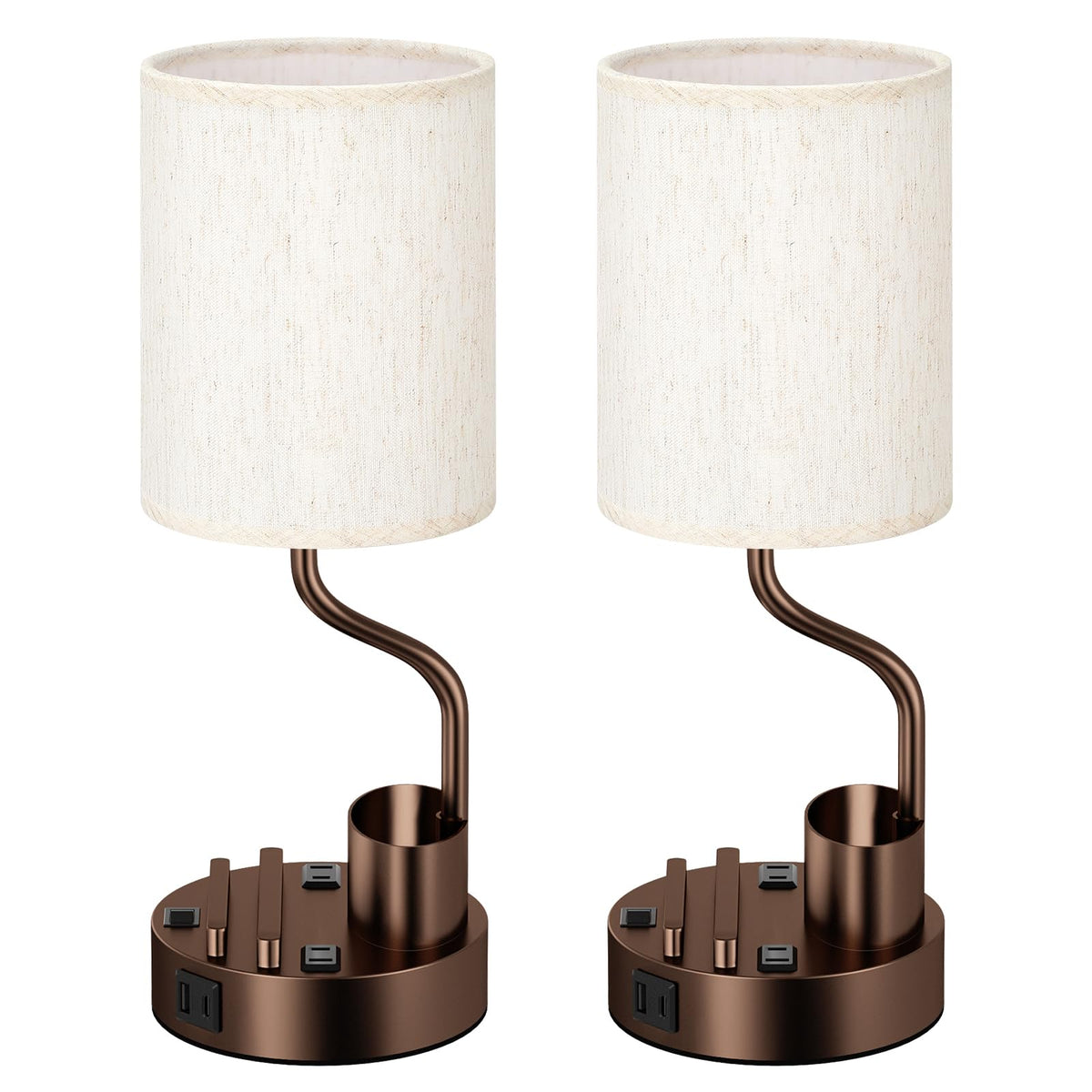 Fenmzee Bedside Lamps for Bedroom Set of 2 - Table Desk Lamp for Nightstand