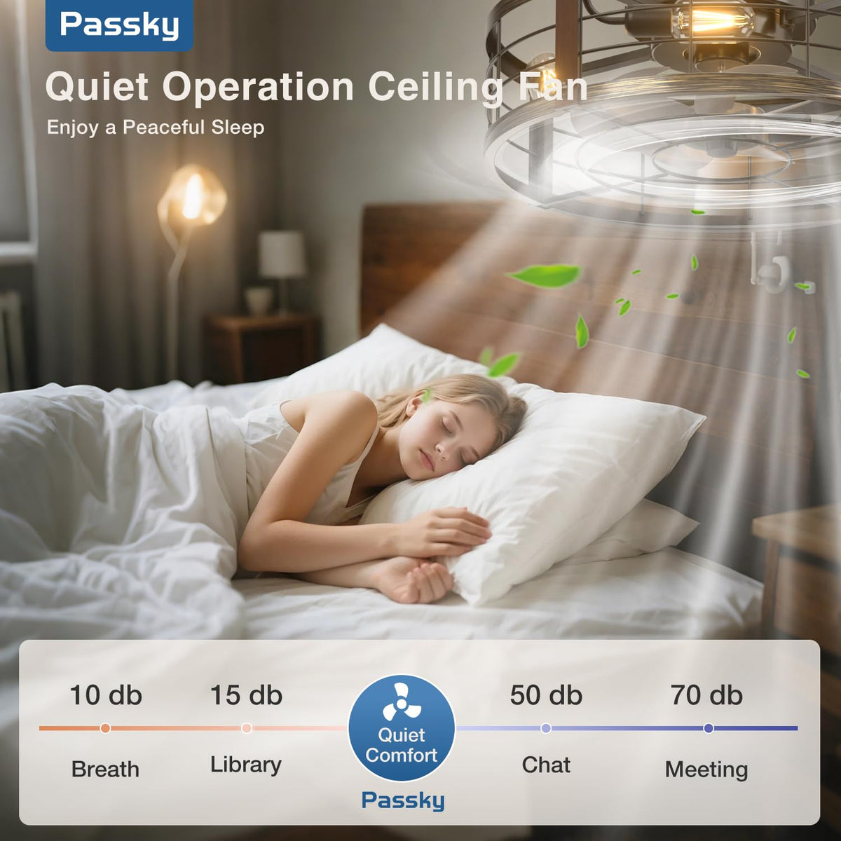 Passky 20" Caged Ceiling Fans with Lights and Remote, Low Profile Fandelier