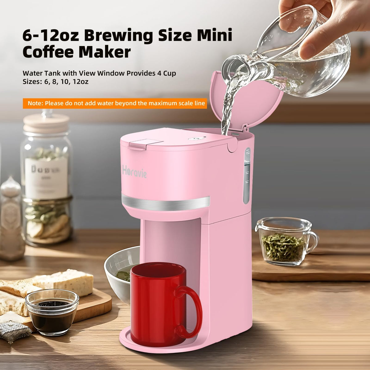 Small Single Serve Coffee Maker for K Cup and Grounds with One Button