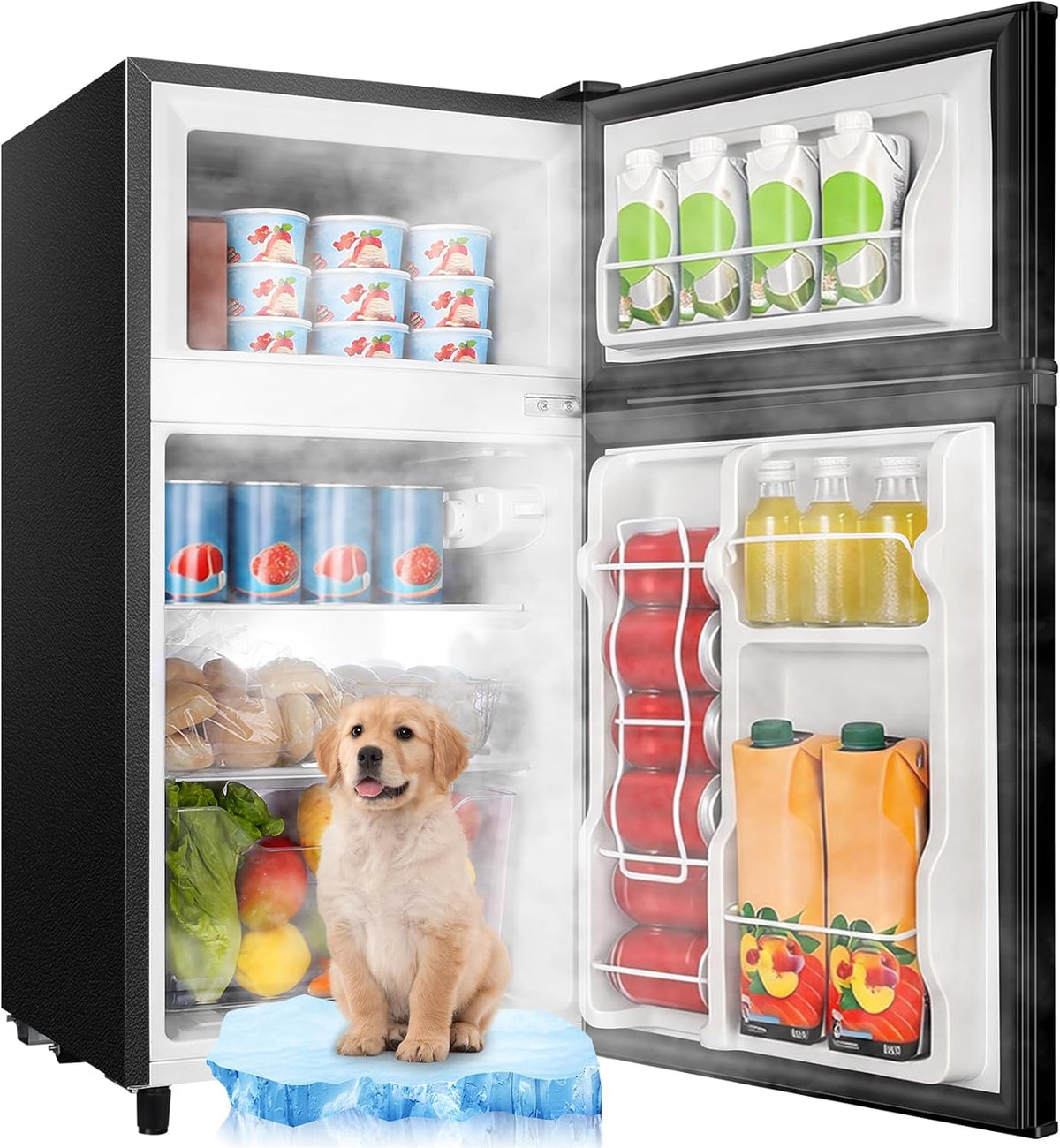 3.5 Cu.Ft Black Mini Fridge With Freezer Compact Refrigerator Dorm