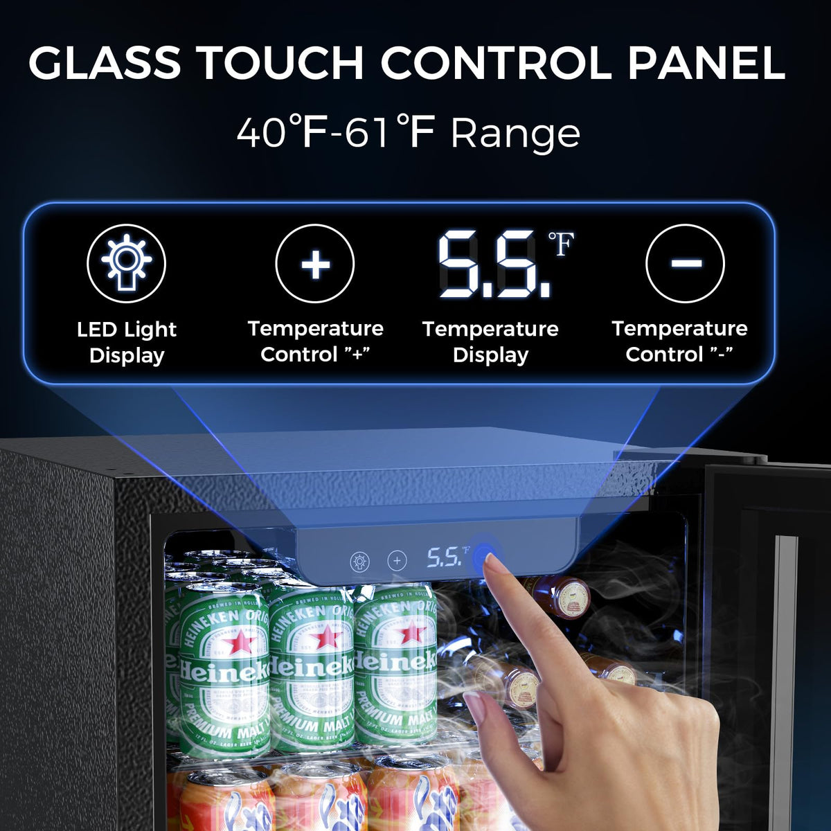 Electactic Mini Fridge 130 Can Beverage Refrigerator Cooler, 3.2 Cu.Ft Drink Fridge forSoda Wine Beer, Digital Temperature Control Cooler for Home, Dorm, Bar