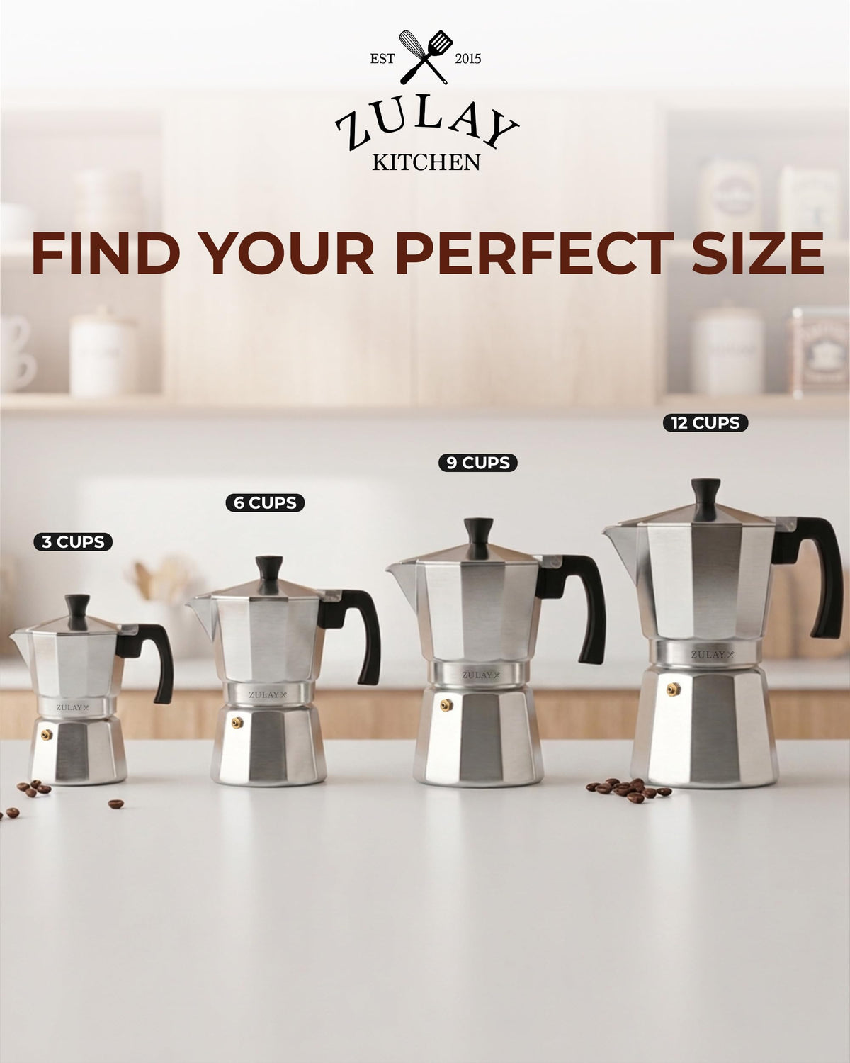 Zulay Moka Pot Espresso Stovetop Coffee Maker - Leak-Proof, Stainless Steel, Easy to Clean, Heat Resistant Handle & Knob - for Authentic Cuban & Italian Style Espresso - Makes 6 Espresso Cups - Red