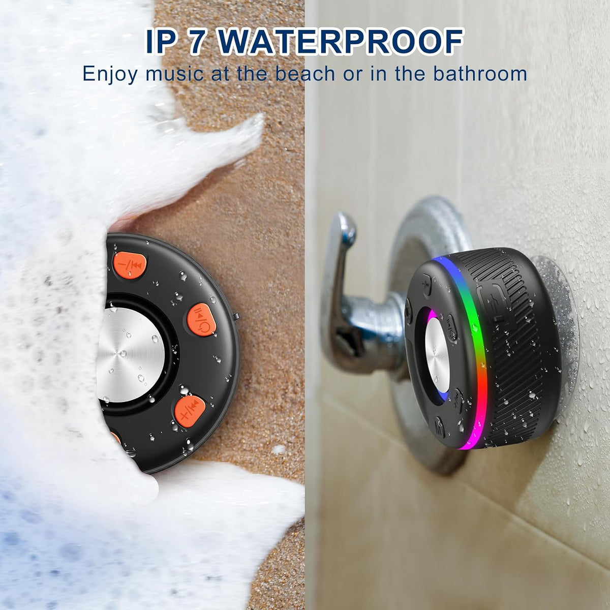 Bluetooth Shower Speaker IP7 Waterproof Portable Speakers HD Sound 24H