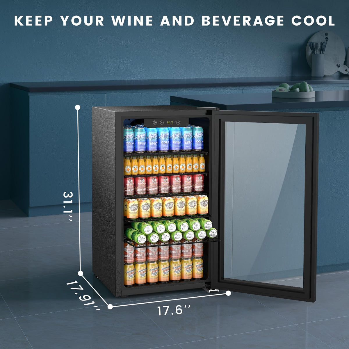 Electactic Mini Fridge 130 Can Beverage Refrigerator Cooler, 3.2 Cu.Ft Drink Fridge forSoda Wine Beer, Digital Temperature Control Cooler for Home, Dorm, Bar