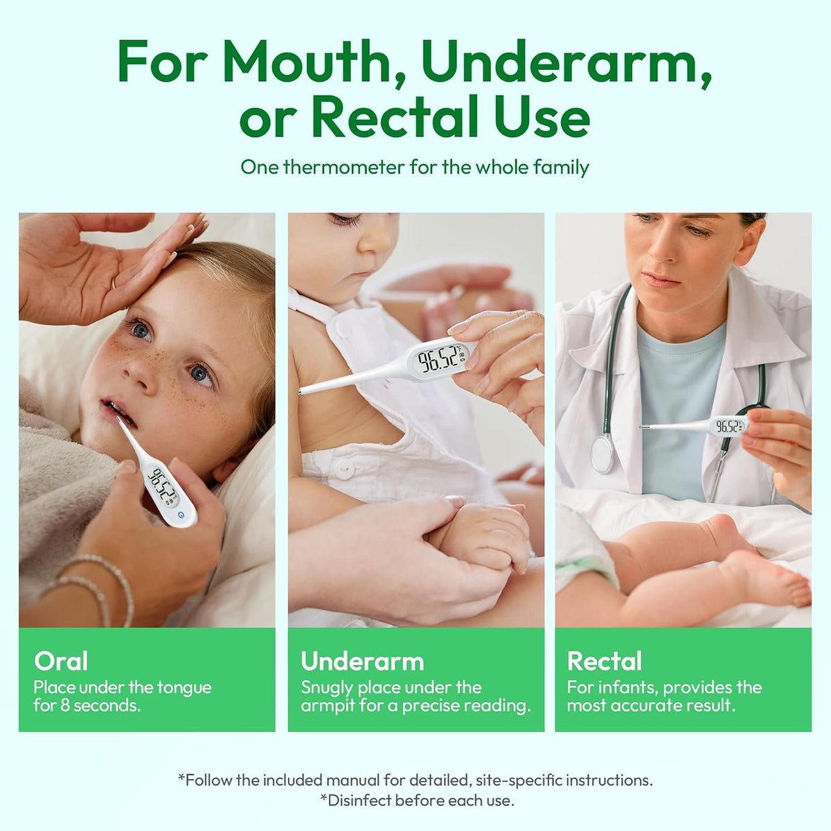 8 Seconds Basal Thermometer for Adult & Kids, Accurate & Safe Thermometer