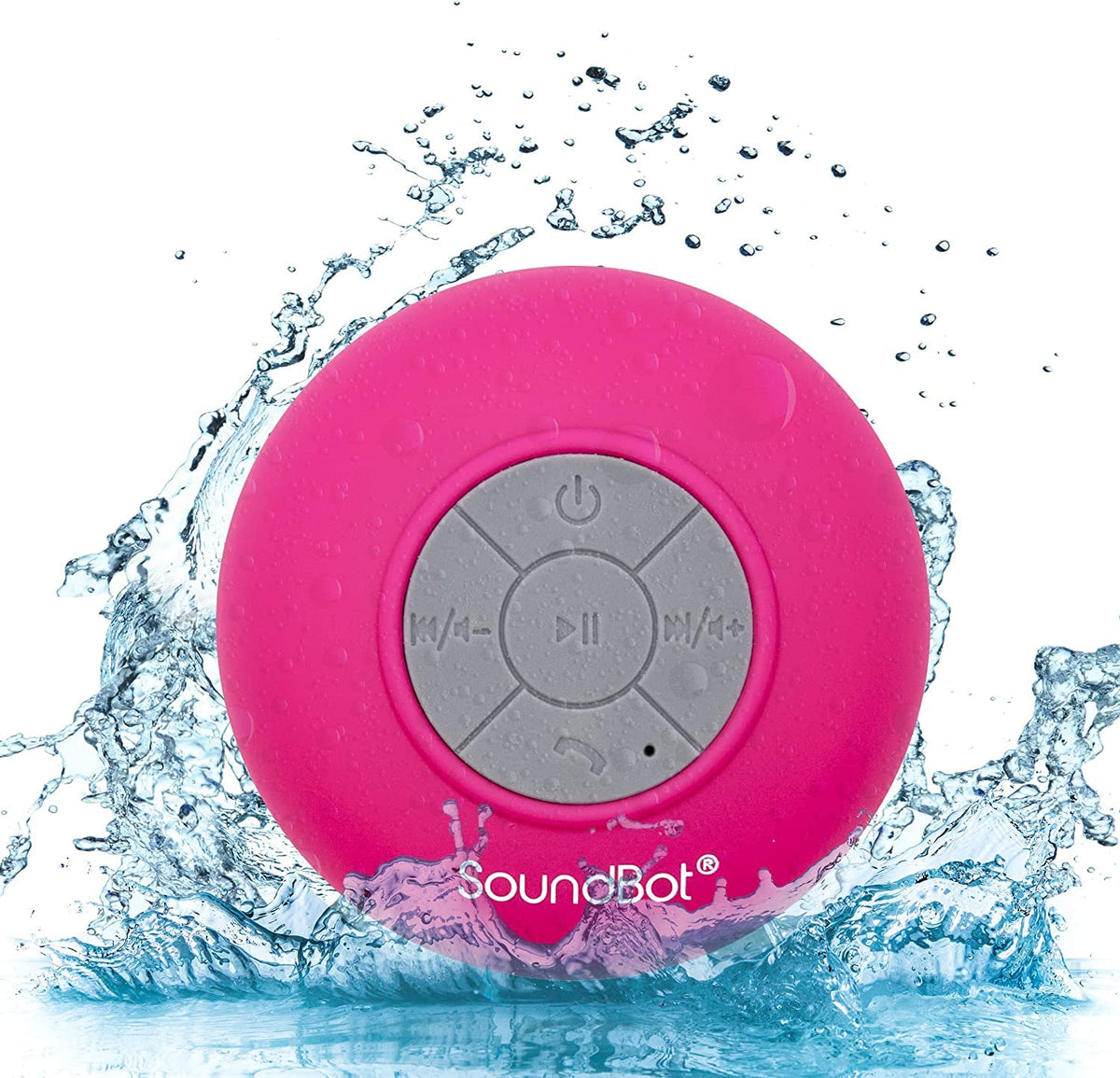 Soundbot® Waterproof Shower Speaker HD Water Resistant Bluetooth Handsfree Portable with Loud Clear Sounds 6+hrs of Playtime, Wireless Suction Cup Small Durable for Outdoors Travel Home SB510 (Black)
