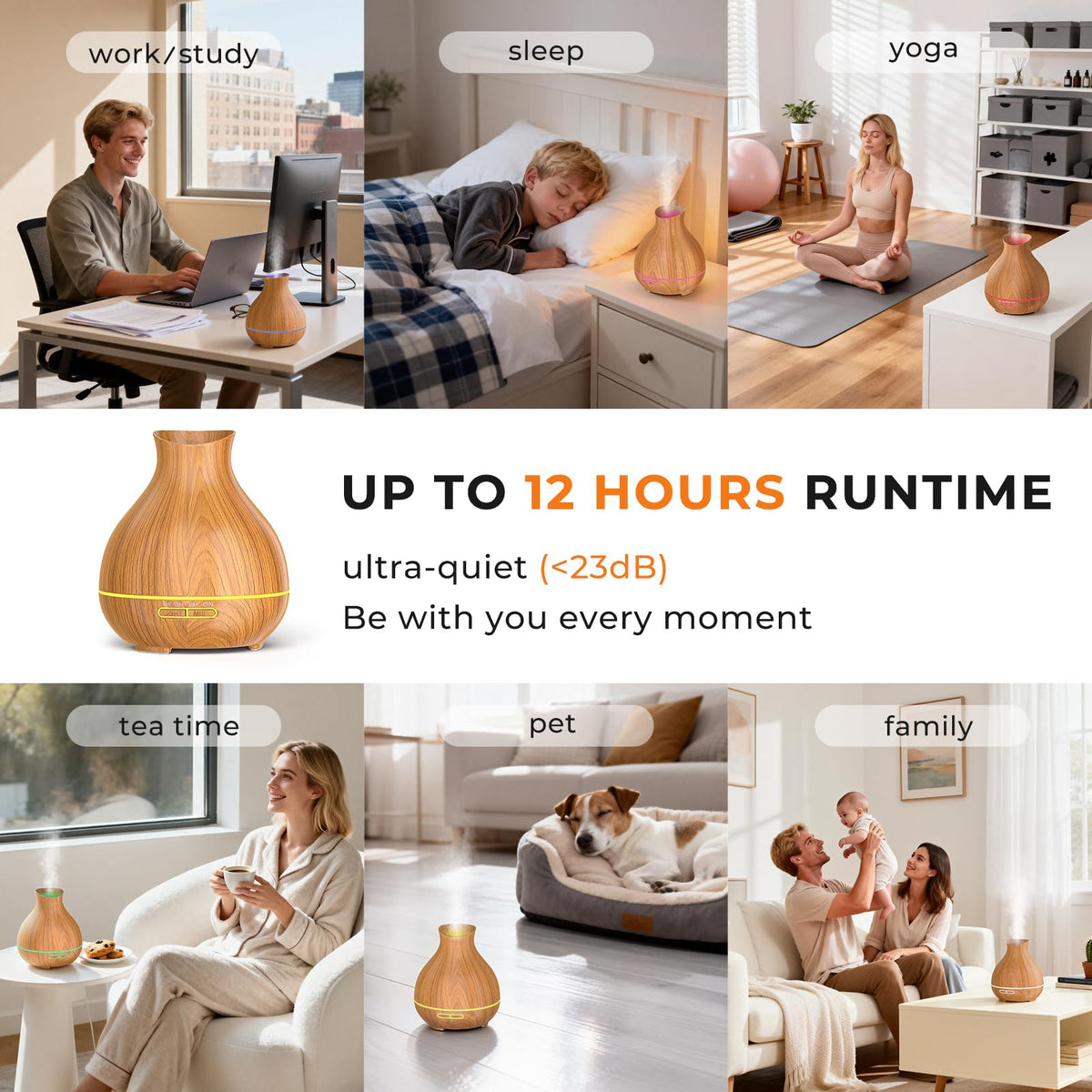 Aromatherapy Essential Oil Diffuser, 550ml Ultrasonic Fragrant Oil Large Room Humidifier, Diffusers for Home with Timer and Waterless Auto-Off, 7 Color LED Lights,Cool Mist Humidifiers