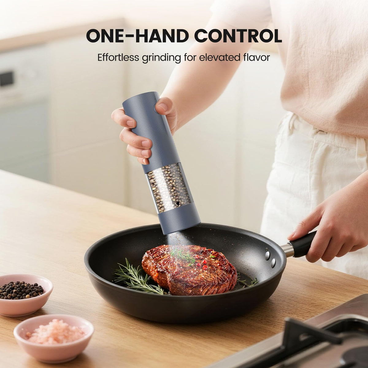 Electric Salt and Pepper Grinder Set - Rechargeable Automatic Salt and Pepper Shakers, Kitchen Appliances with External Adjustable Coarseness, Large Capacity, Housewarming Birthday Gifts for Women Men