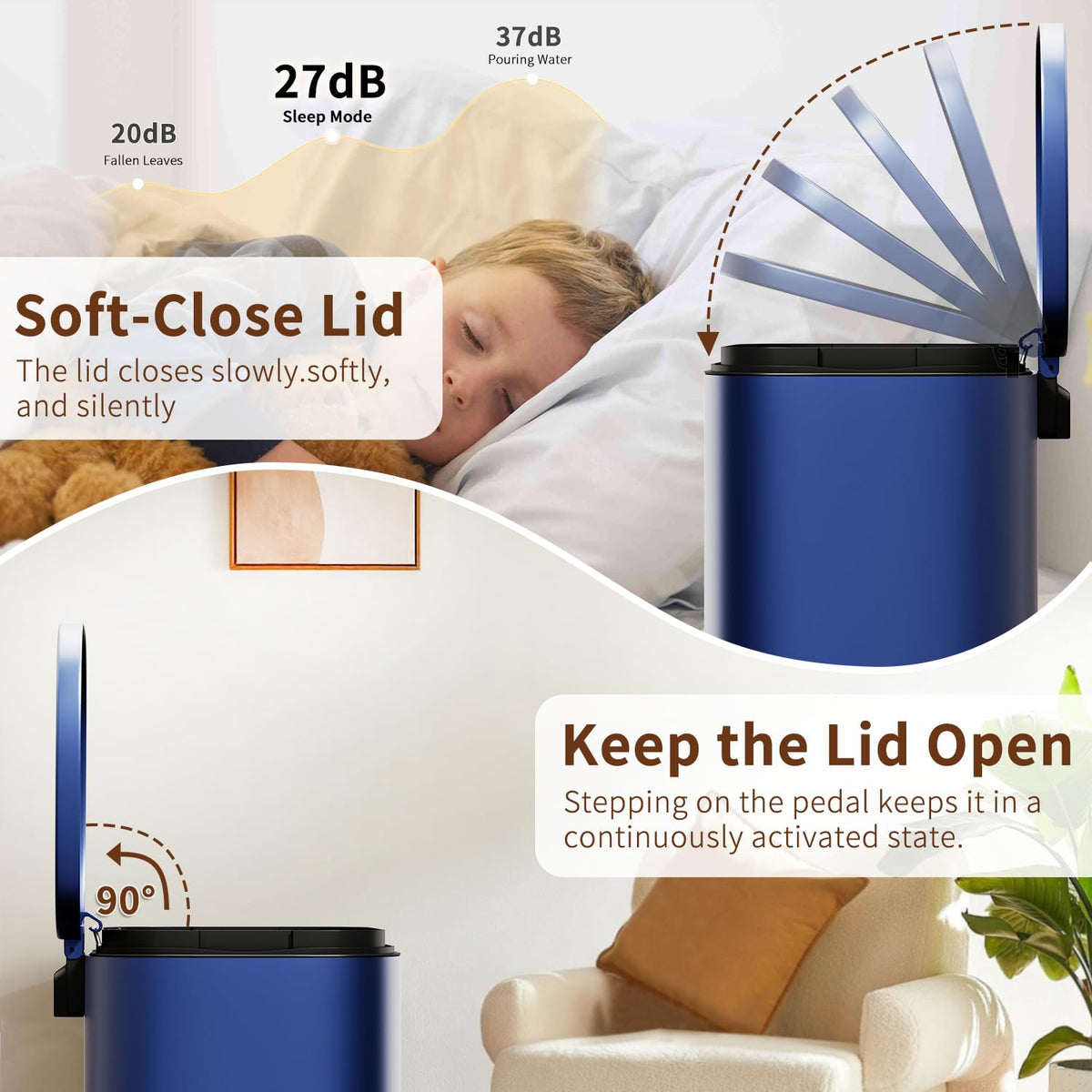 PayLessHere | 13G Trash Can with Lid | Steel | Removable Inner Bucket