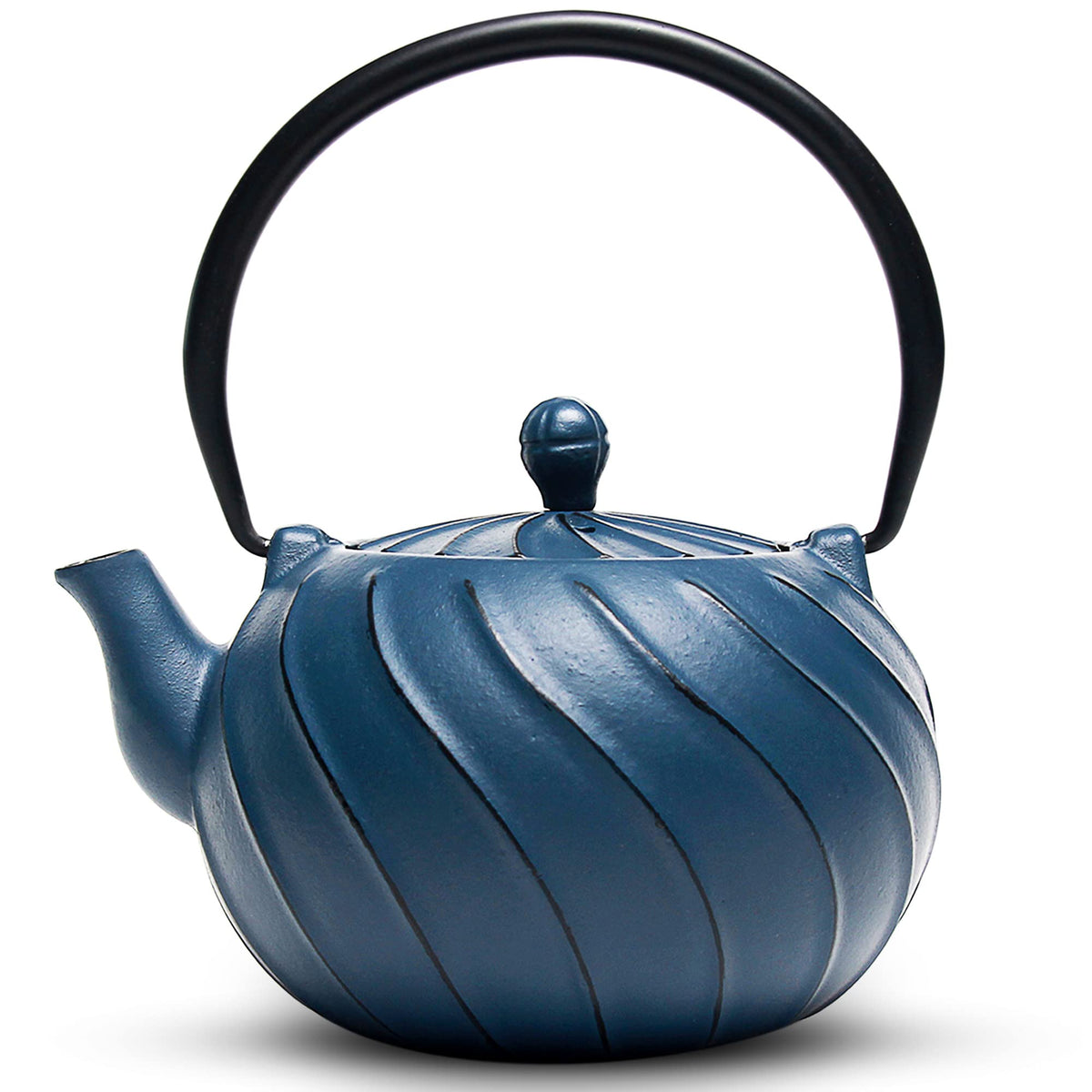 TOPTIER Japanese Teapot with Stainless Steel Infuser, Cast Iron Tea Kettle Stovetop Safe, Leaf Design Coated with Enameled Interior for 32 Ounce (950 ml), Light Green