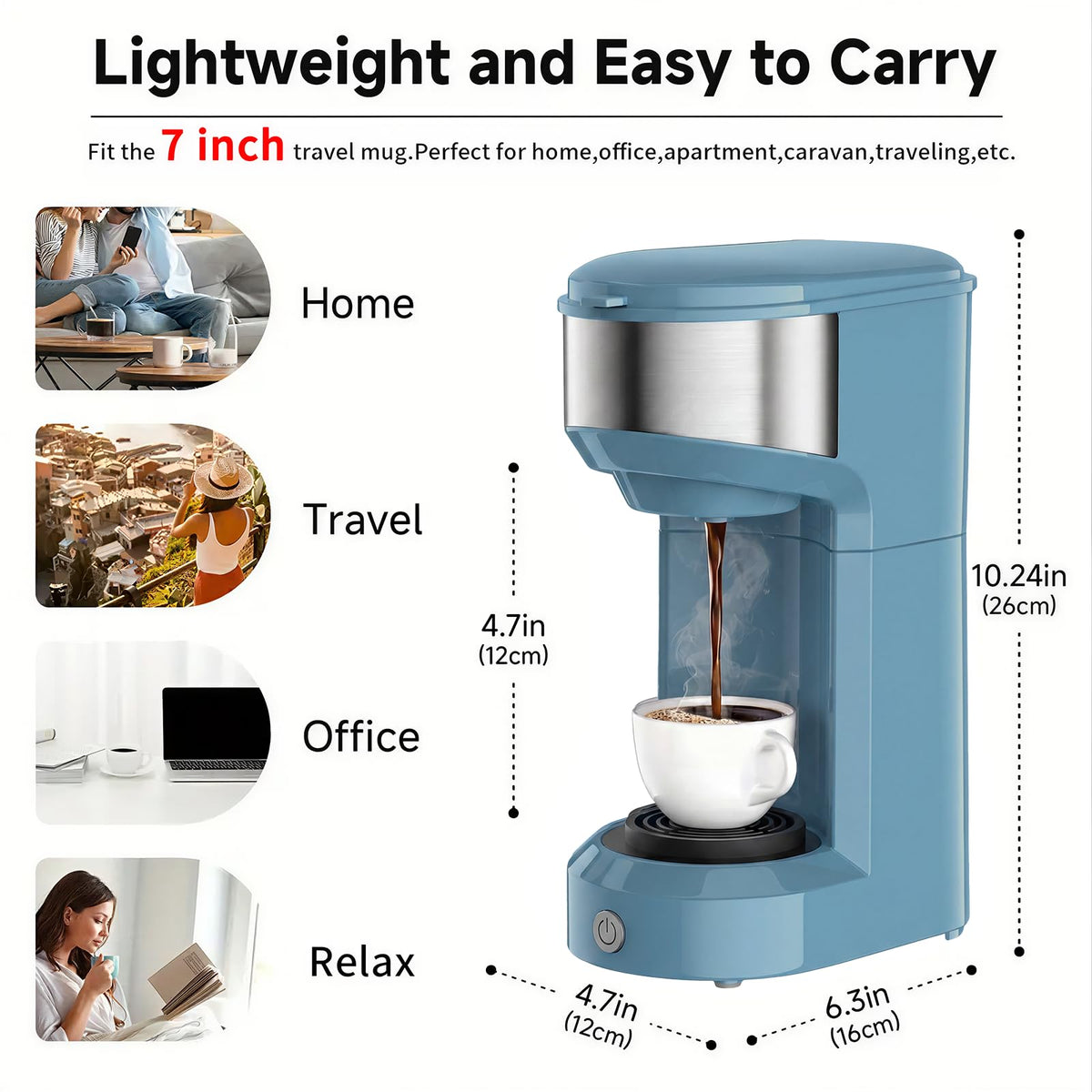 Single Serve Coffee Maker, Small K Pod&Ground Coffee Machine