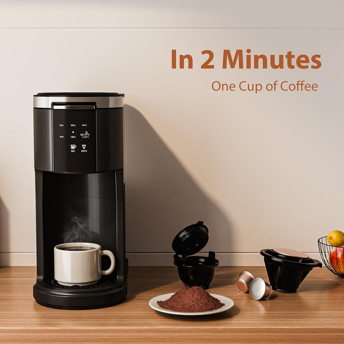 WAA Single Serve Coffee Maker for Capsule & Ground Coffee