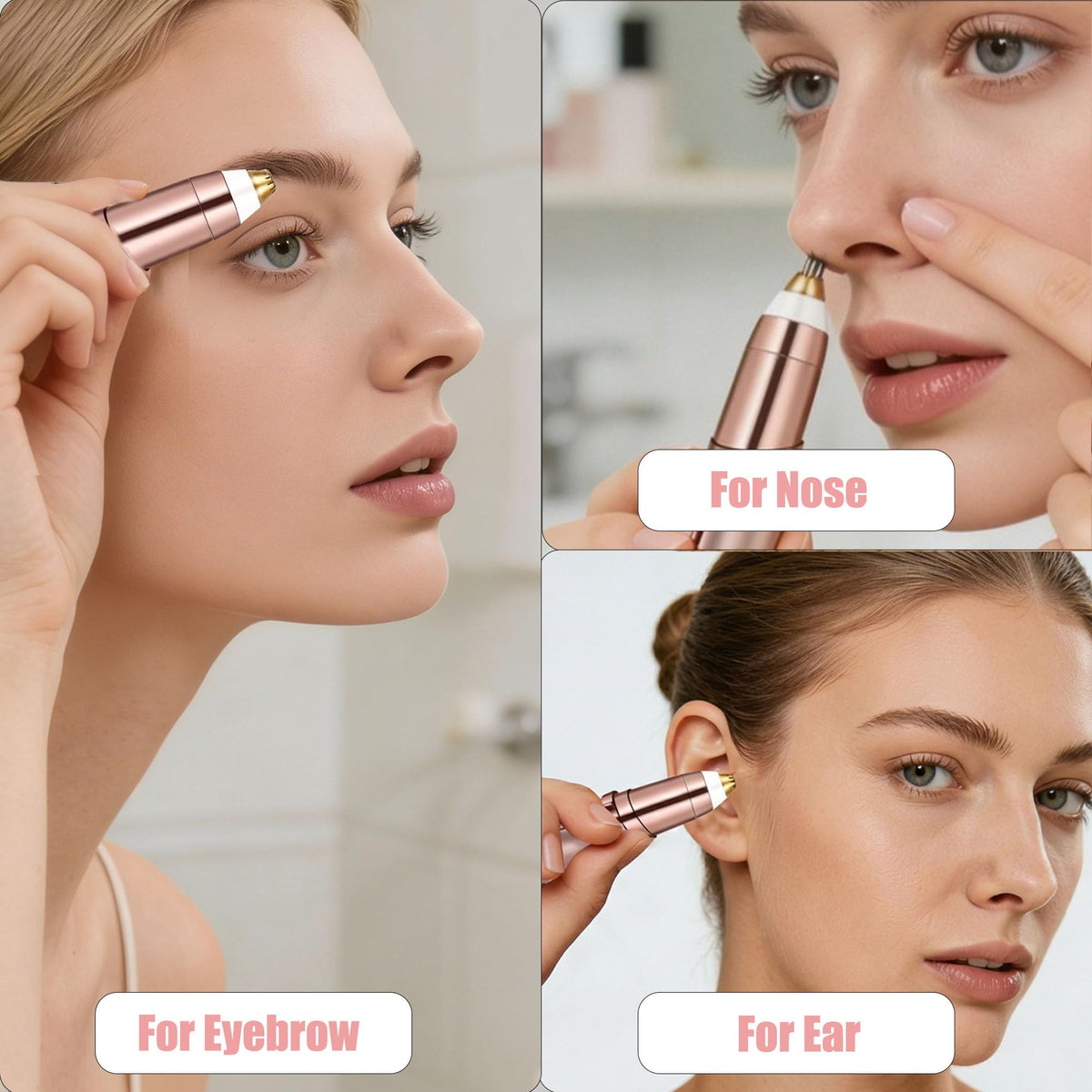 gurelax Eyebrow Hair Remover, Electric Eyebrow Trimmer for Women,Face and Eye Brow Razor with LED Light for Women Rechargeable with 2 x Replacement Heads (White)