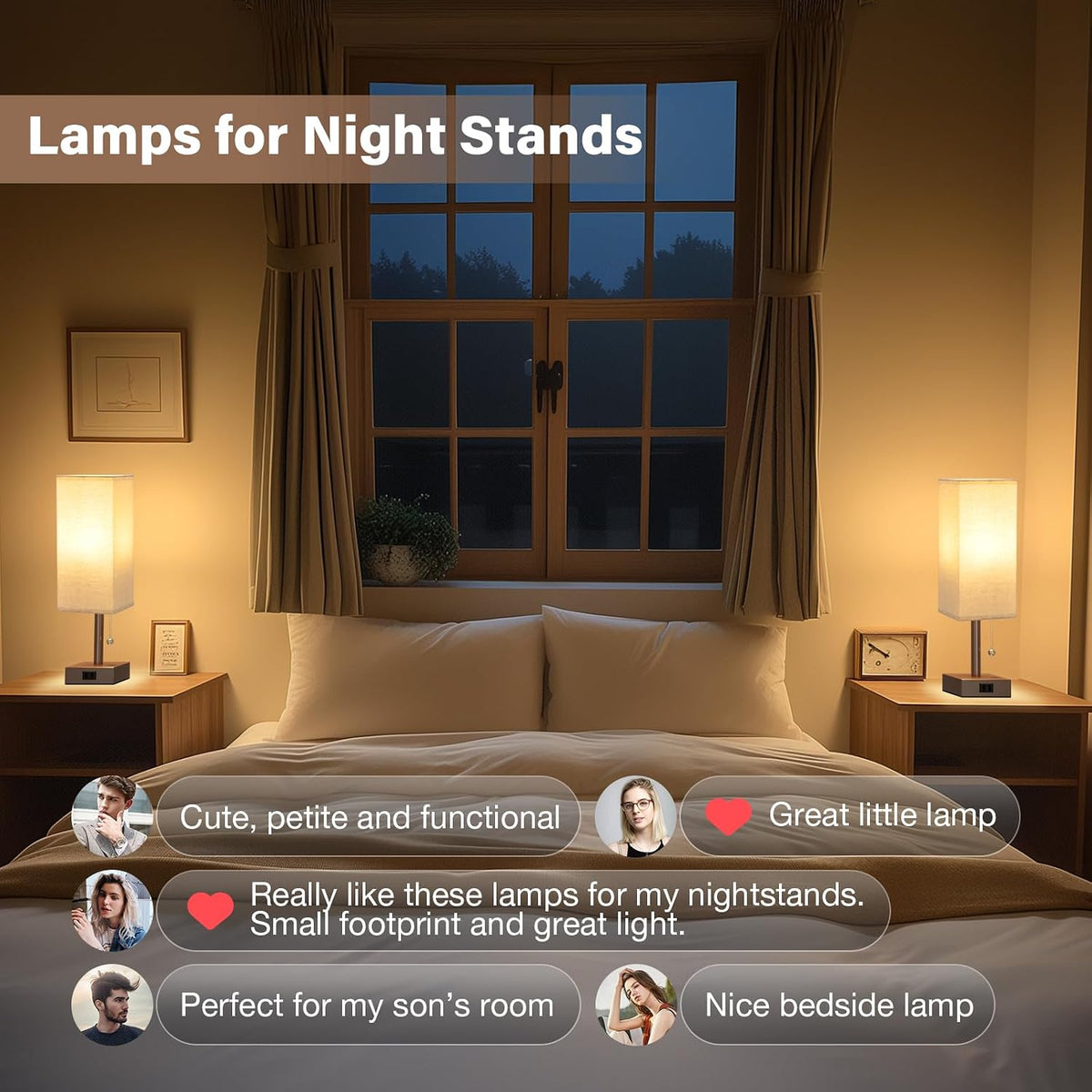 Fenmzee Bedside Lamp for Bedroom Set of 2 - Small Table Lamp for Nightstand