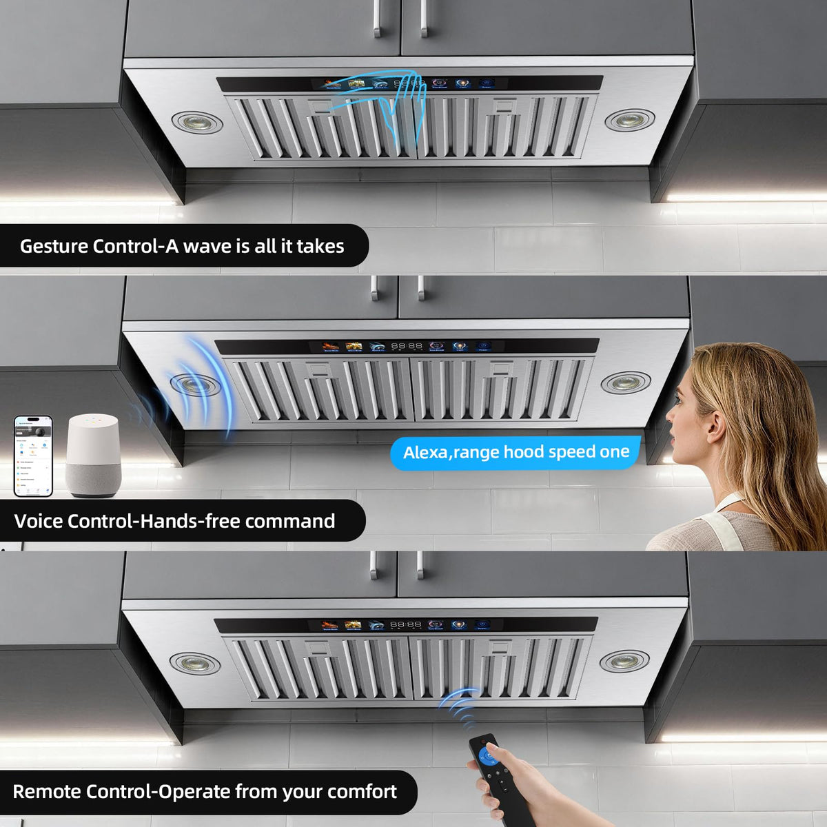 Range Hood Insert 30 inch,Stainless Steel Kitchen Vent Hood 600CFM,Built-in Kitchen Stove Hood w/Front Button Controls and Front LED Lights,Baffle Filters,Ducted/ductless Convertible Duct