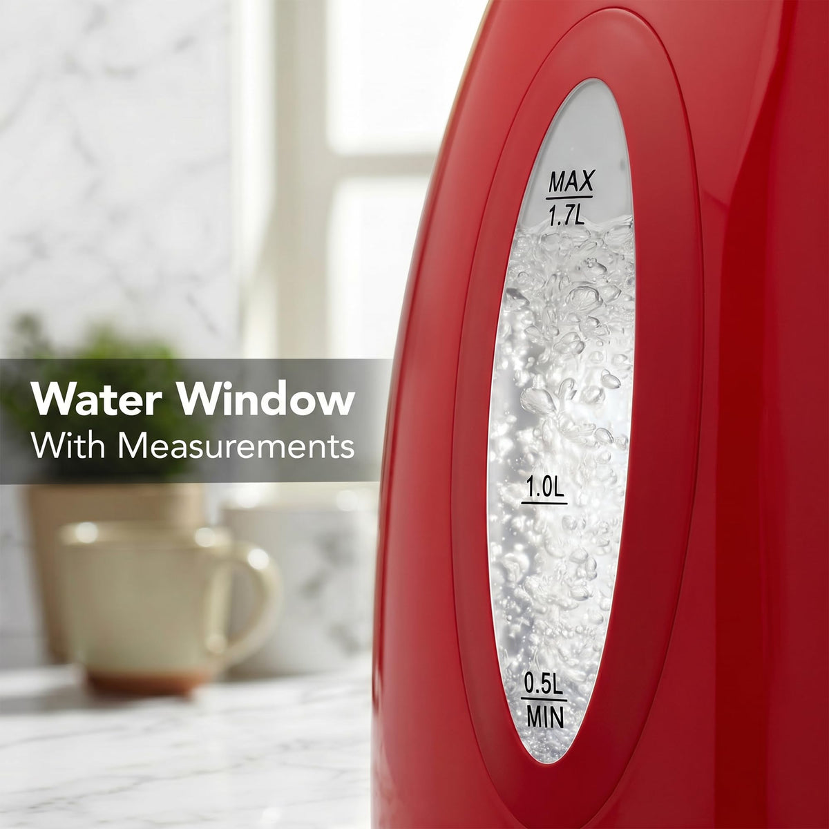 OVENTE 1.7L Electric Tea Kettle, Fast Boiling Water Heater, White KP72W