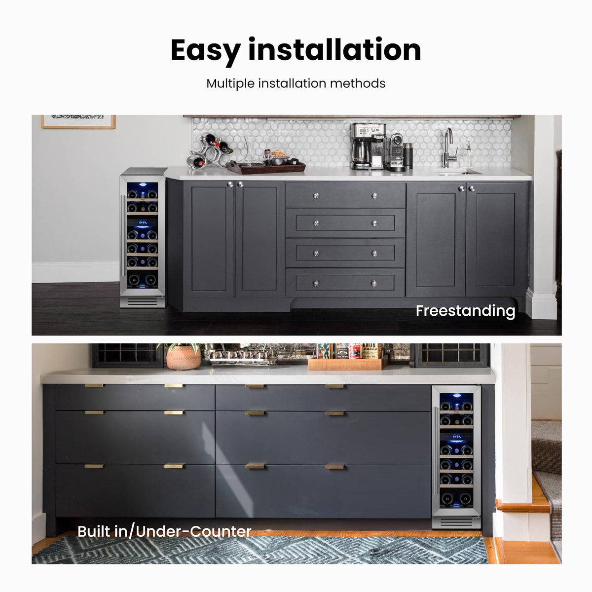 Yeego 24 Inch Dual Zone Wine Fridge with 52 Bottle
