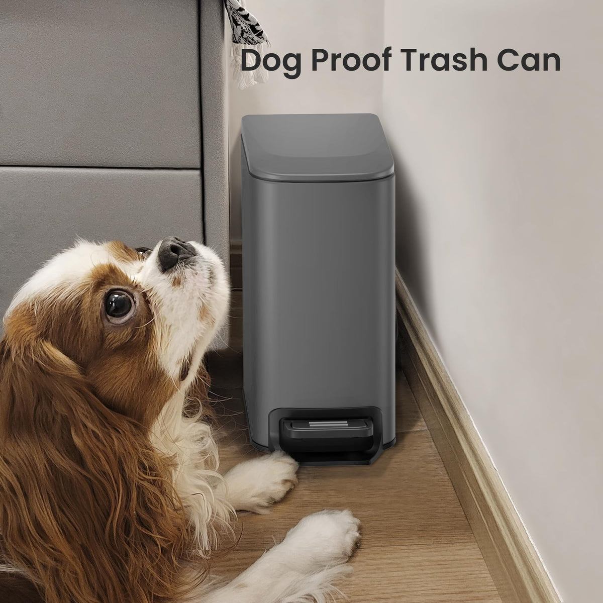Cesun Small Bathroom Trash Can with Lid, 1.6 Gal, Soft Close, Matte Black