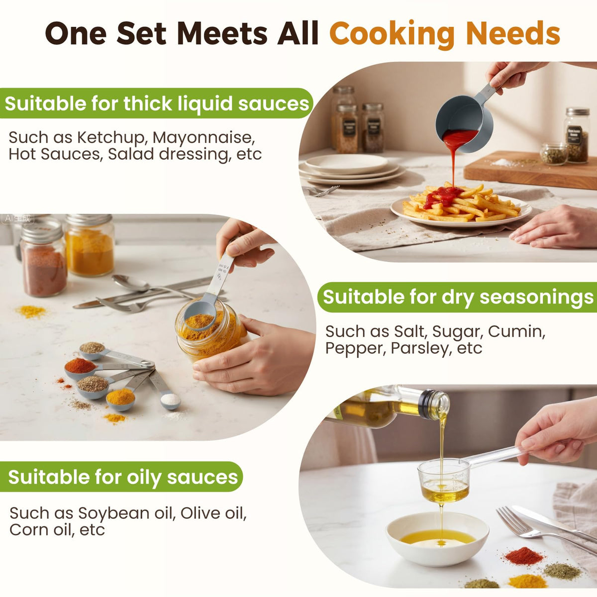 16PCS Measuring Cups and Spoons Set, Measuring Spoon Set with Metric and US Measurements, Fits for Measuring Dry and Liquid - Black