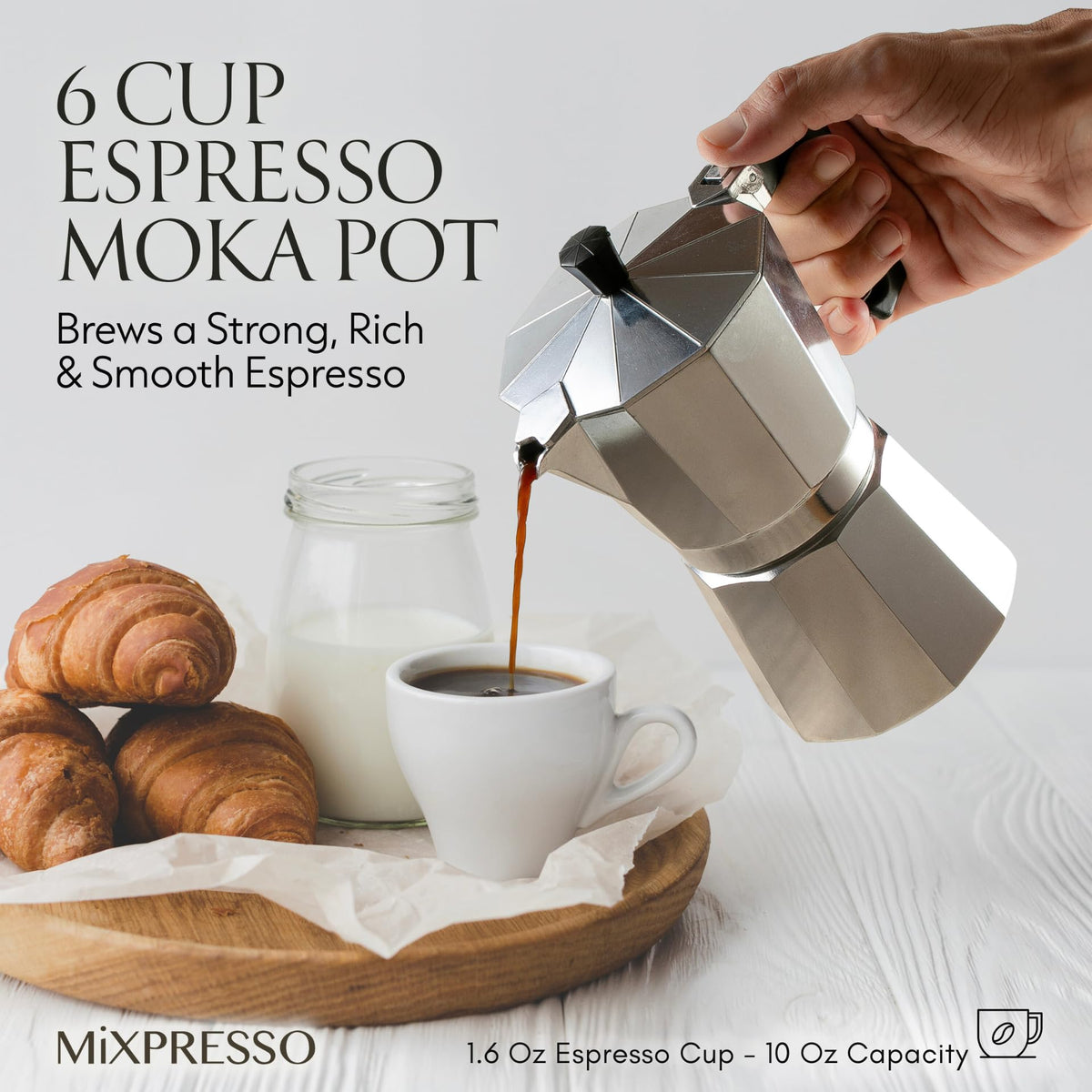Mixpresso 3 Cup Moka Pot Stovetop Espresso Maker, Italian Cuban Coffee Pot