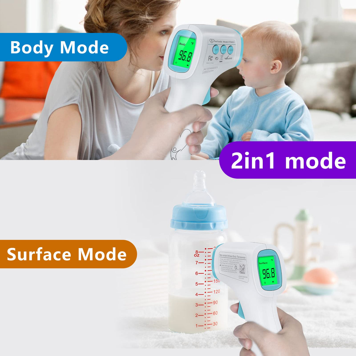 Digital Thermometer for Adults and Kids, No Touch Forehead Thermometer