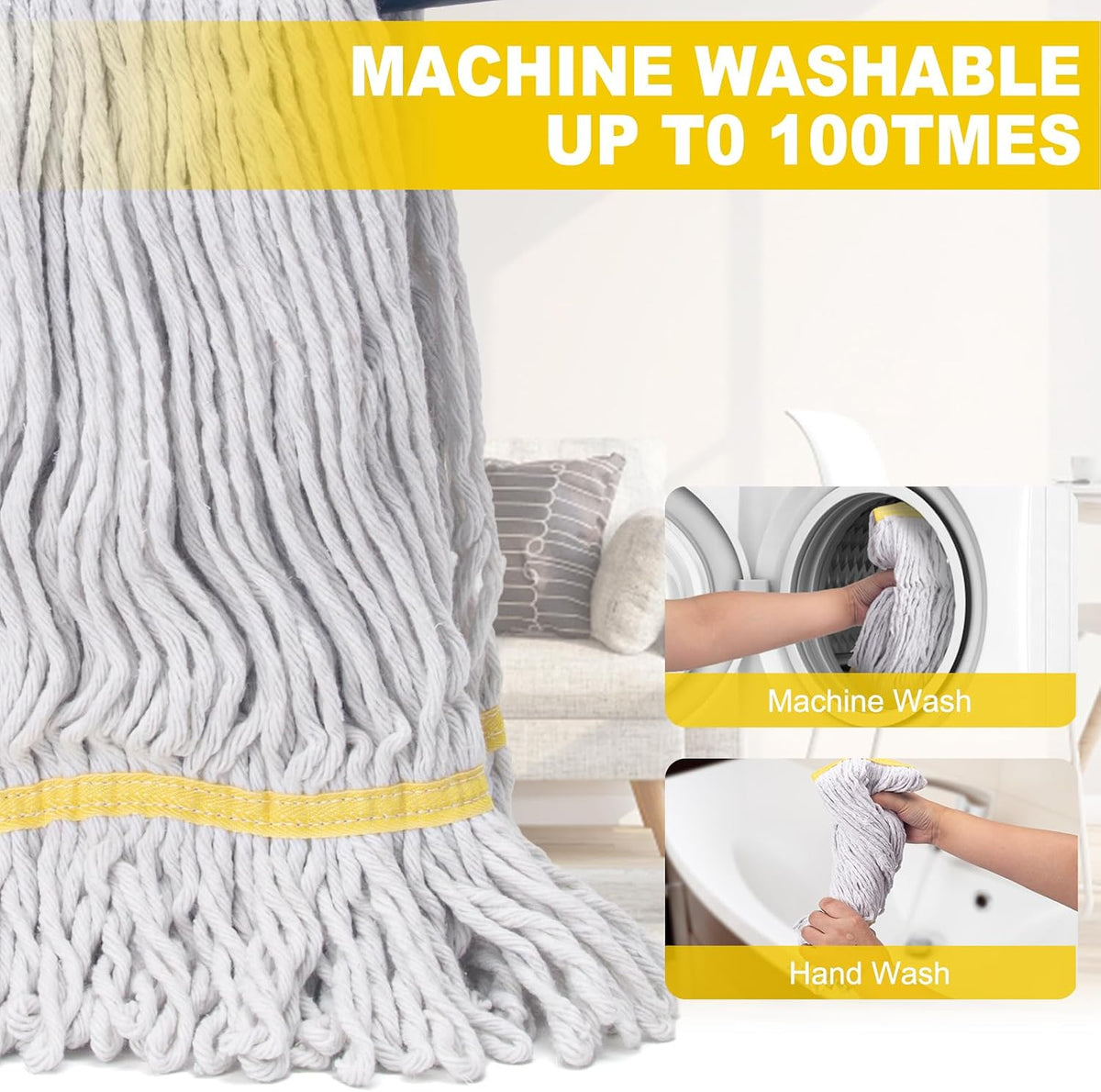 Commercial Mop with 3 Large Replacement Heads,Heavy Duty Industrial Mops