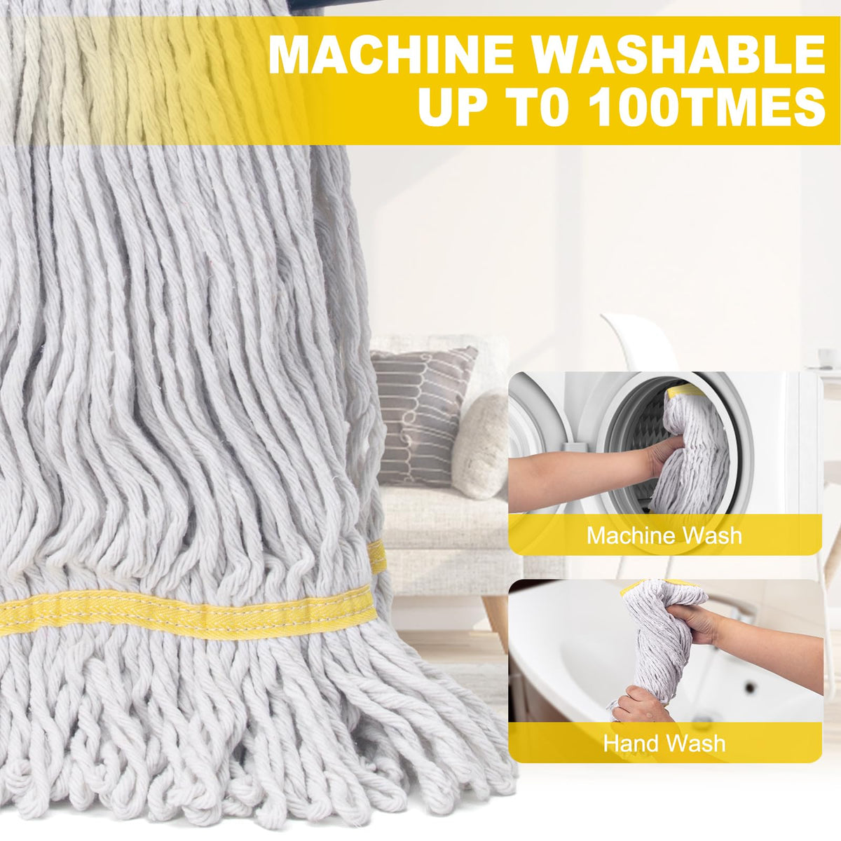 Commercial Mop with 3 Large Replacement Heads,Heavy Duty Industrial Mops