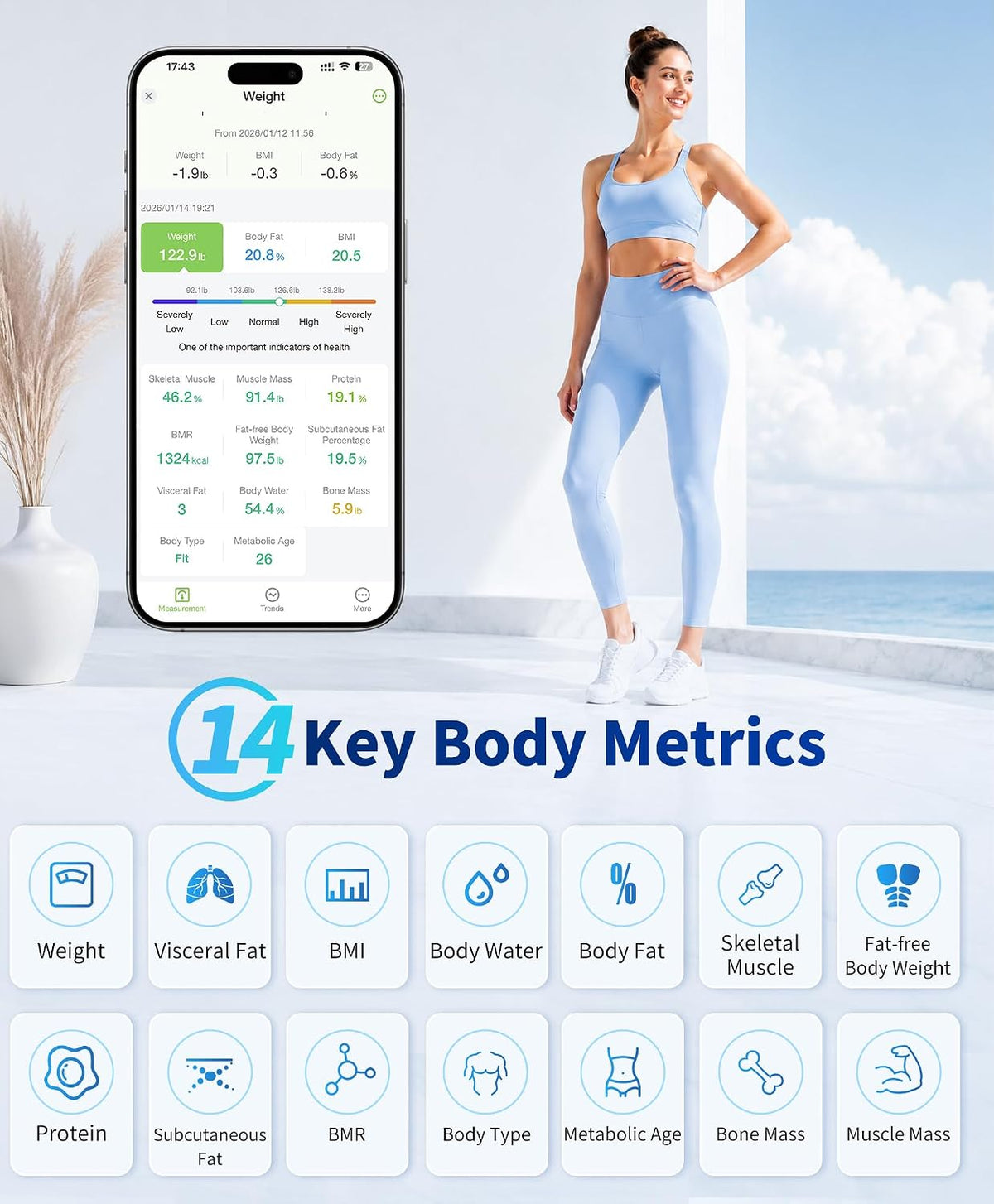 LOFTILLA Smart Scale with BMI, Body Fat, Muscle Mass, 8-in-1 Display