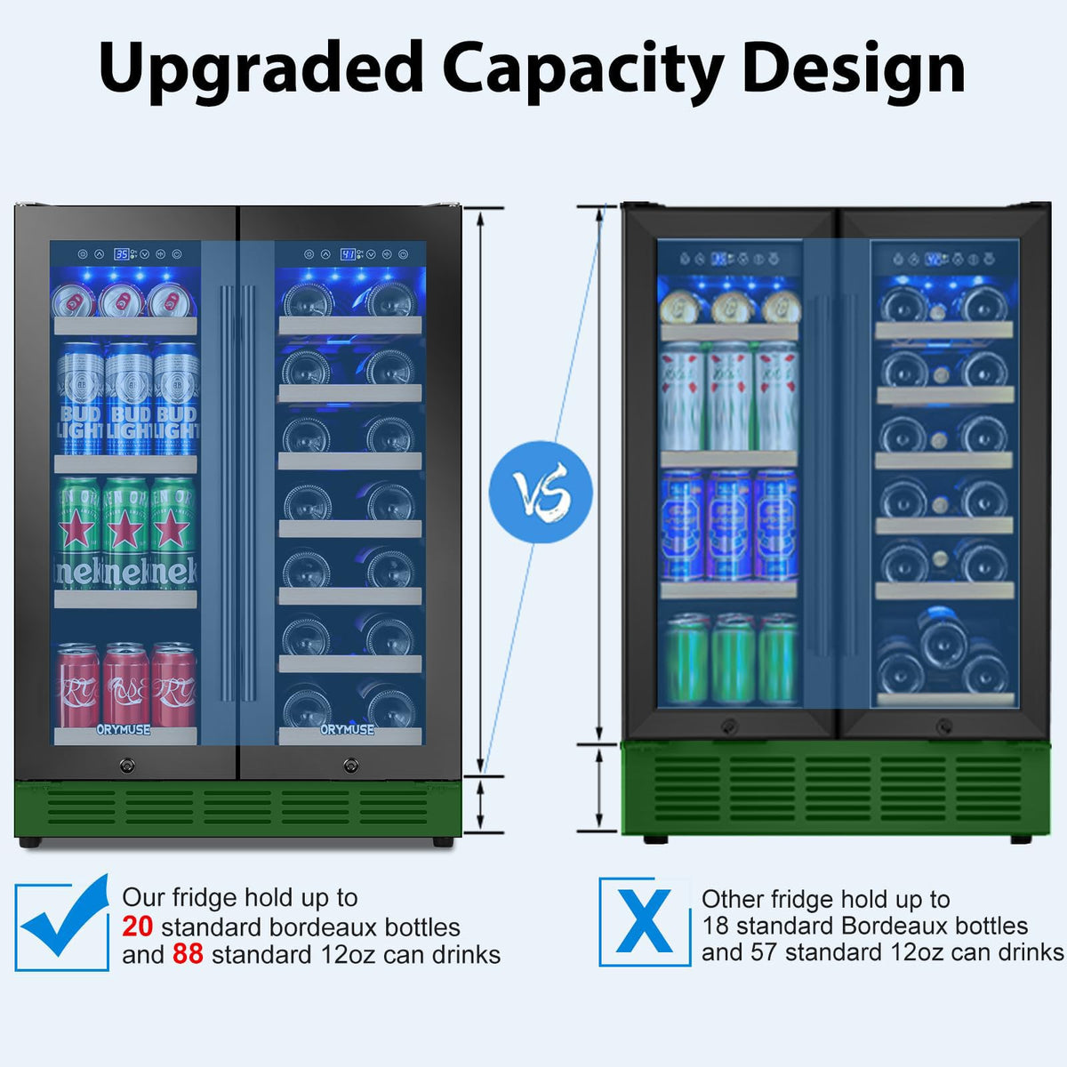 200 Bottle Upgrade Wine Cooler Refrigerator - 24 Inch Large Capacity Wine Fridge Built-In Freestanding, with Quiet Compressor, Professional Temperature Control & Wine Cellar - Black