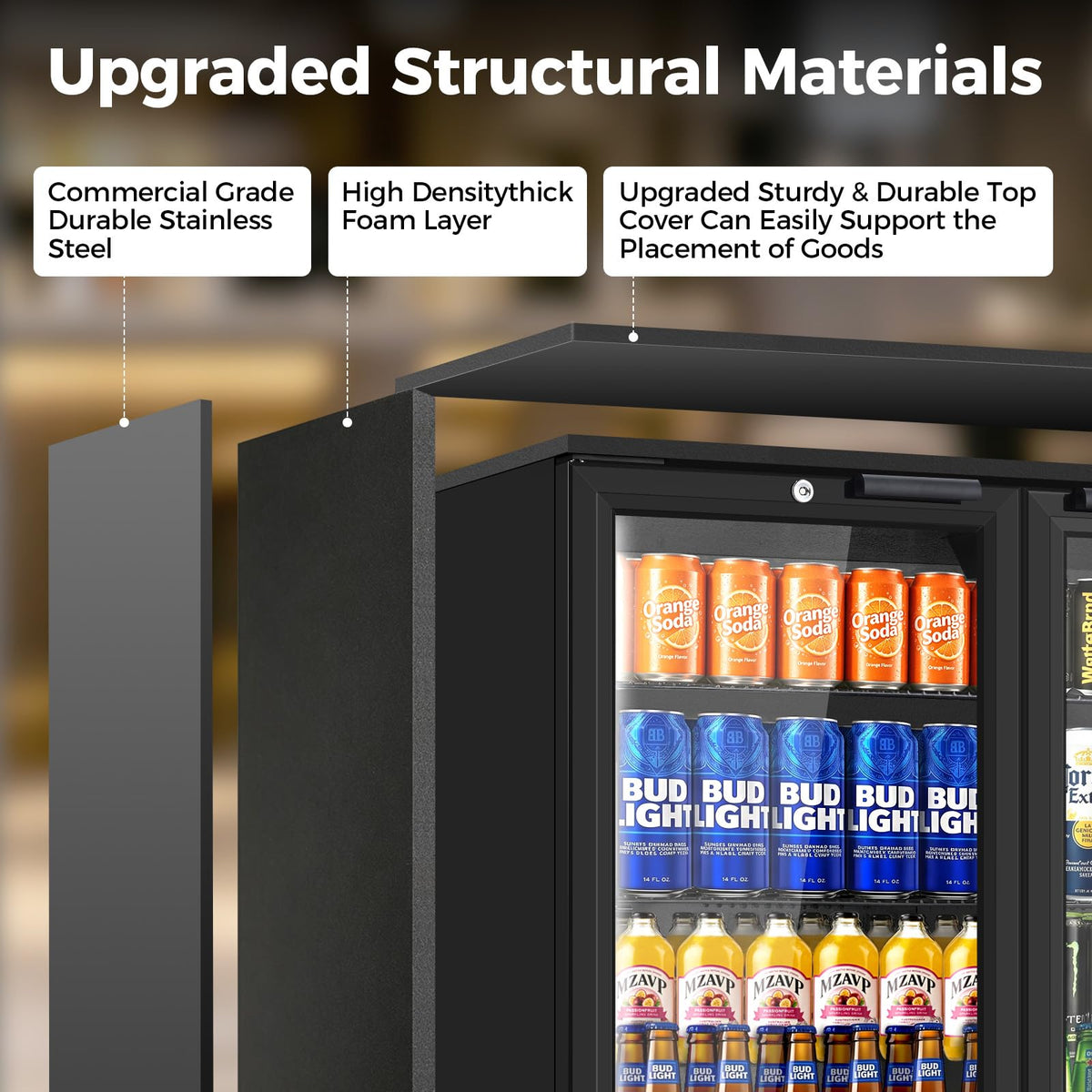 Beverage Refrigerator Cooler, 120 Can Mini Beverage Fridge with Reversible Glass Door for Soda Beer, 3 Cu.Ft Drink Fridge with Digital Temperature Control & Adjustable Shelves - Silver