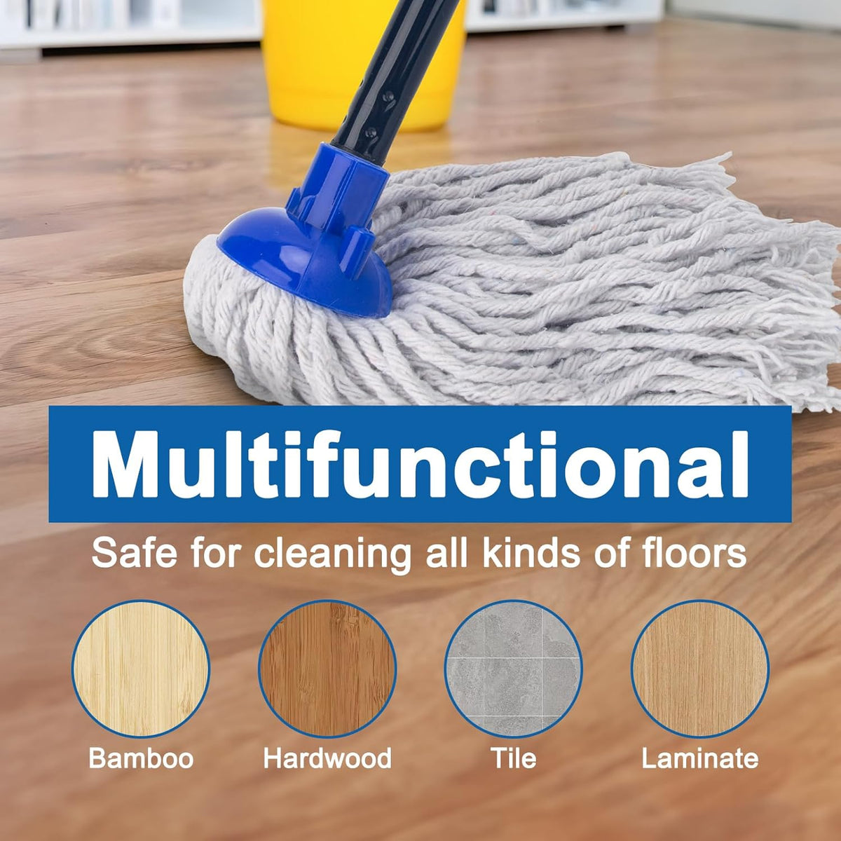 KeFanta Mop for Floor Cleaning,2 Pcs Cotton String Wet Replacement Head