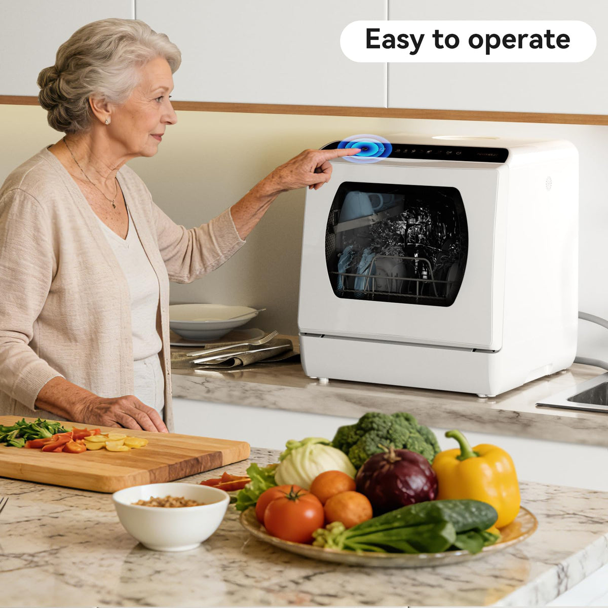 Hermitlux Countertop Dishwasher, 5 Place Settings Portable Dishwashers Mini