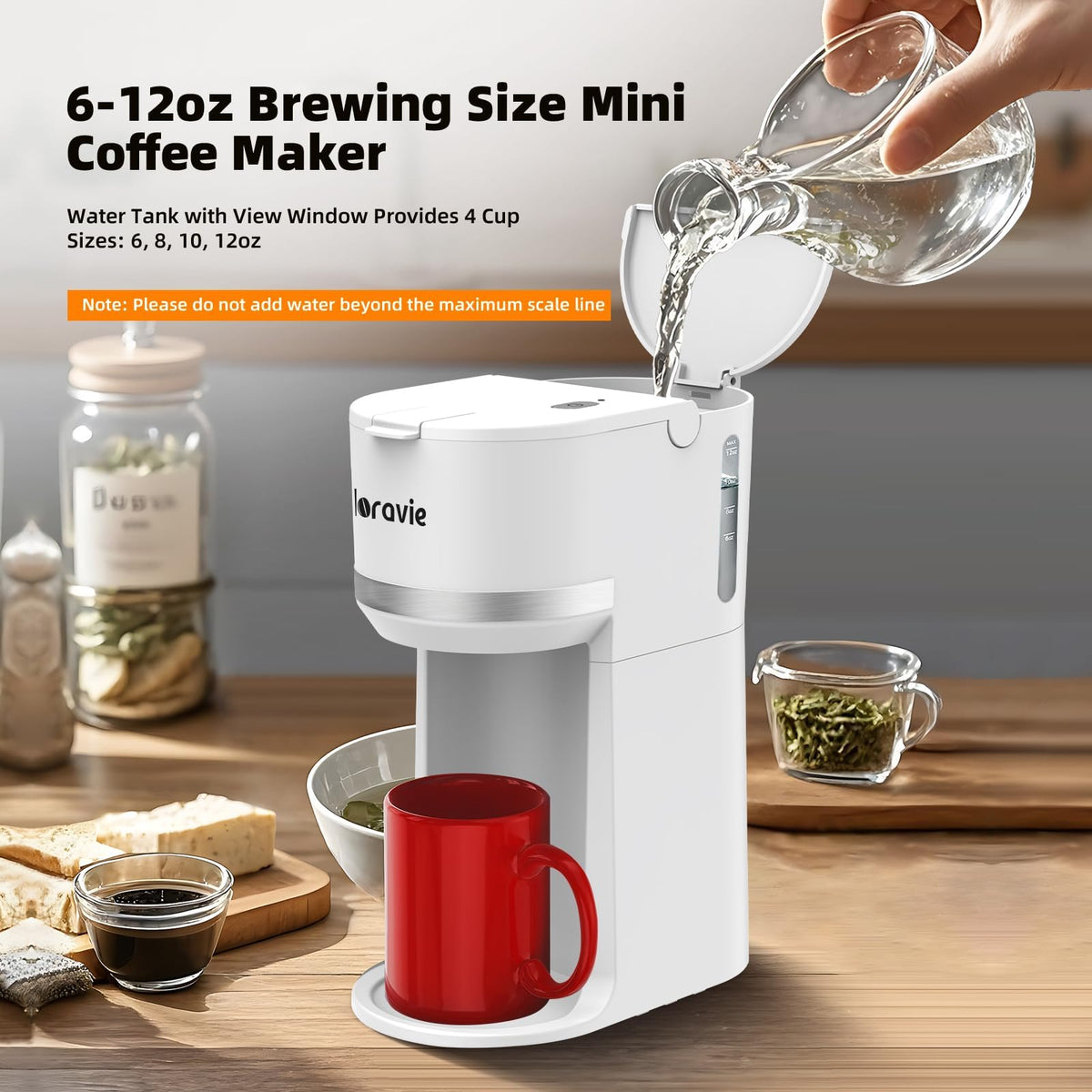 Small Single Serve Coffee Maker for K Cup and Grounds with One Button