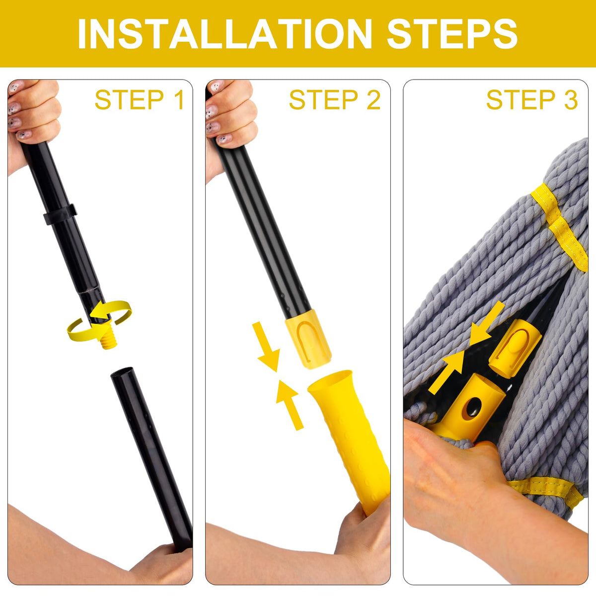 Self-Wringing Twist Mops for Floor Cleaning, Microfiber Floor mop with 57 " Long Handle, Easy Wringing Mop for Hardwood Commercial Household Clean