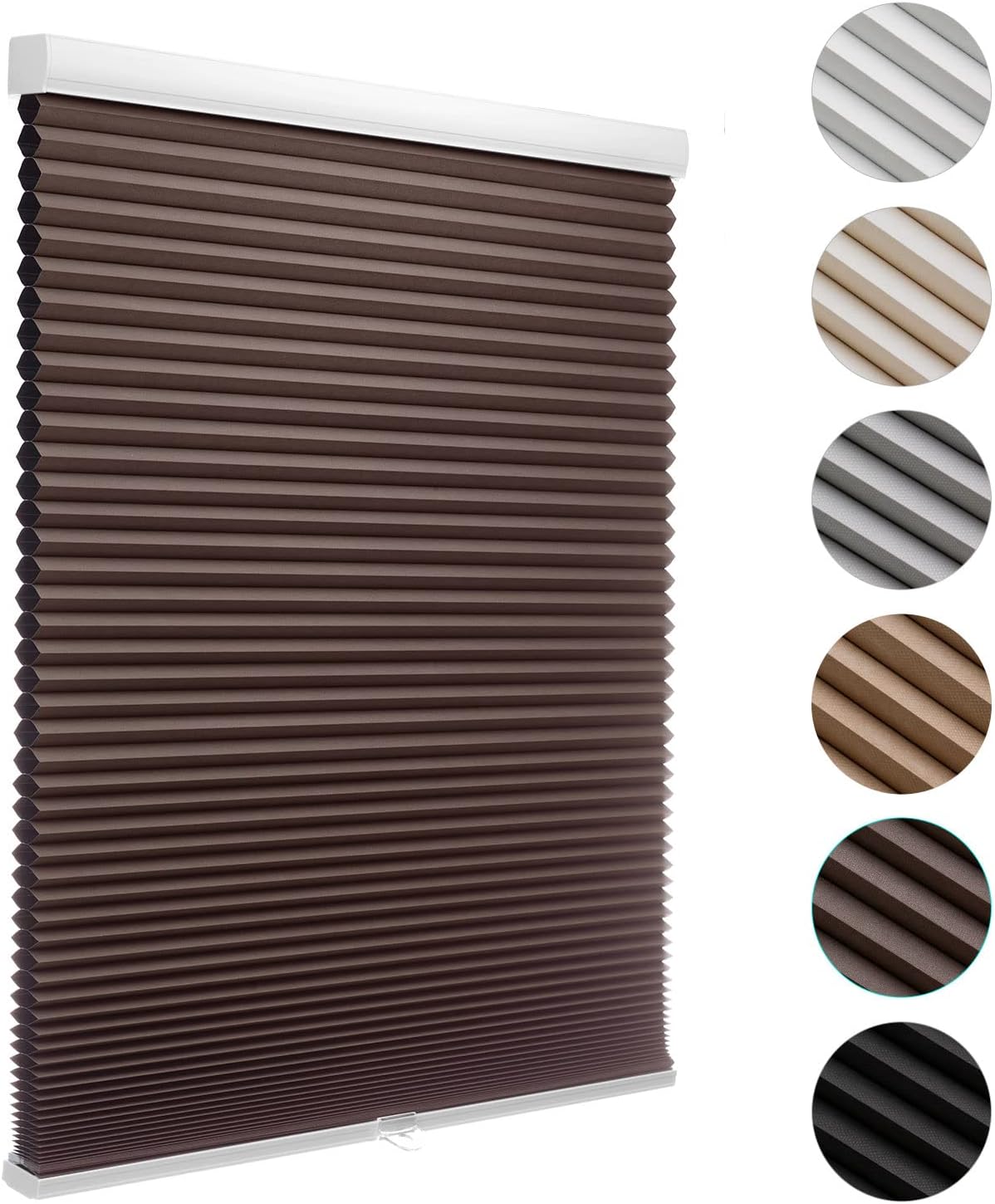 MYshade Cordless Blackout Cellular Shades for Windows, Honeycomb Window Shades with Thermal Insulation, Child & Pet Safe Room Darkening Shade, Easy Install,24" W x 50" H, Light Brown