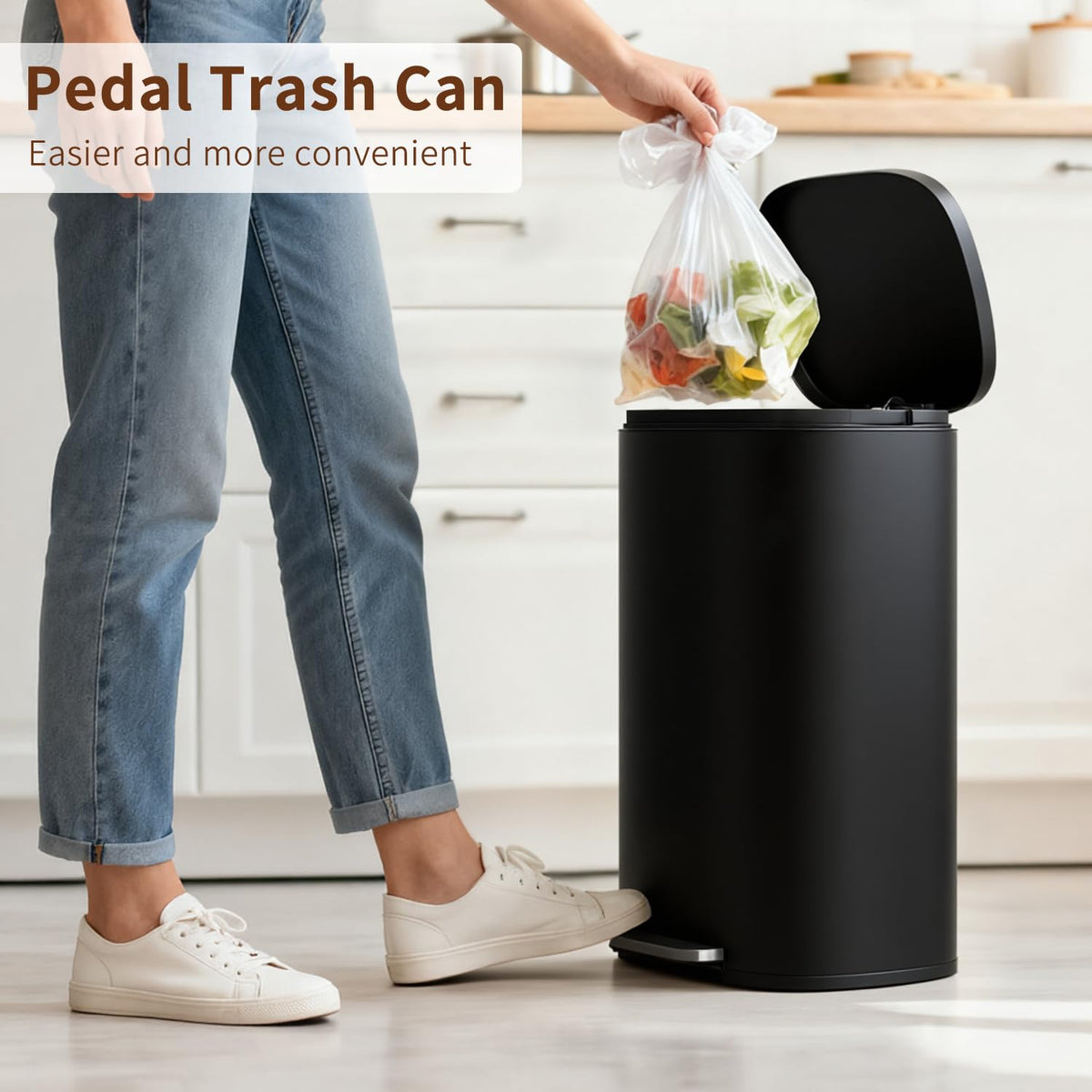 PayLessHere | 13G Trash Can with Lid | Steel | Removable Inner Bucket