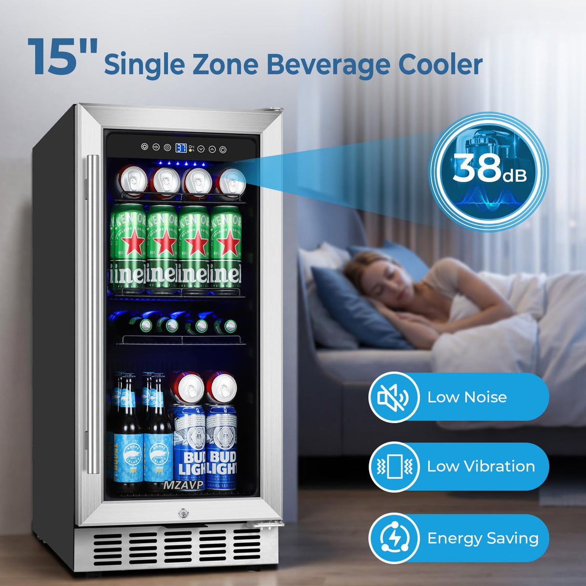 Beverage Refrigerator Cooler, 120 Can Mini Beverage Fridge with Reversible Glass Door for Soda Beer, 3 Cu.Ft Drink Fridge with Digital Temperature Control & Adjustable Shelves - Silver