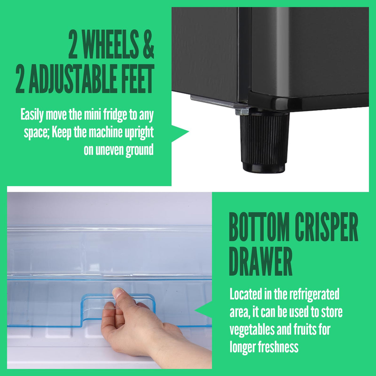Mini Fridge with Freezer, 3.5 cubic feet 2- Doors Small Refrigerator Features 7 Gear Mechanical Control, Side Bottle Rack, Ideal for Dorm, Kitchen, Apartment, Office, Silver