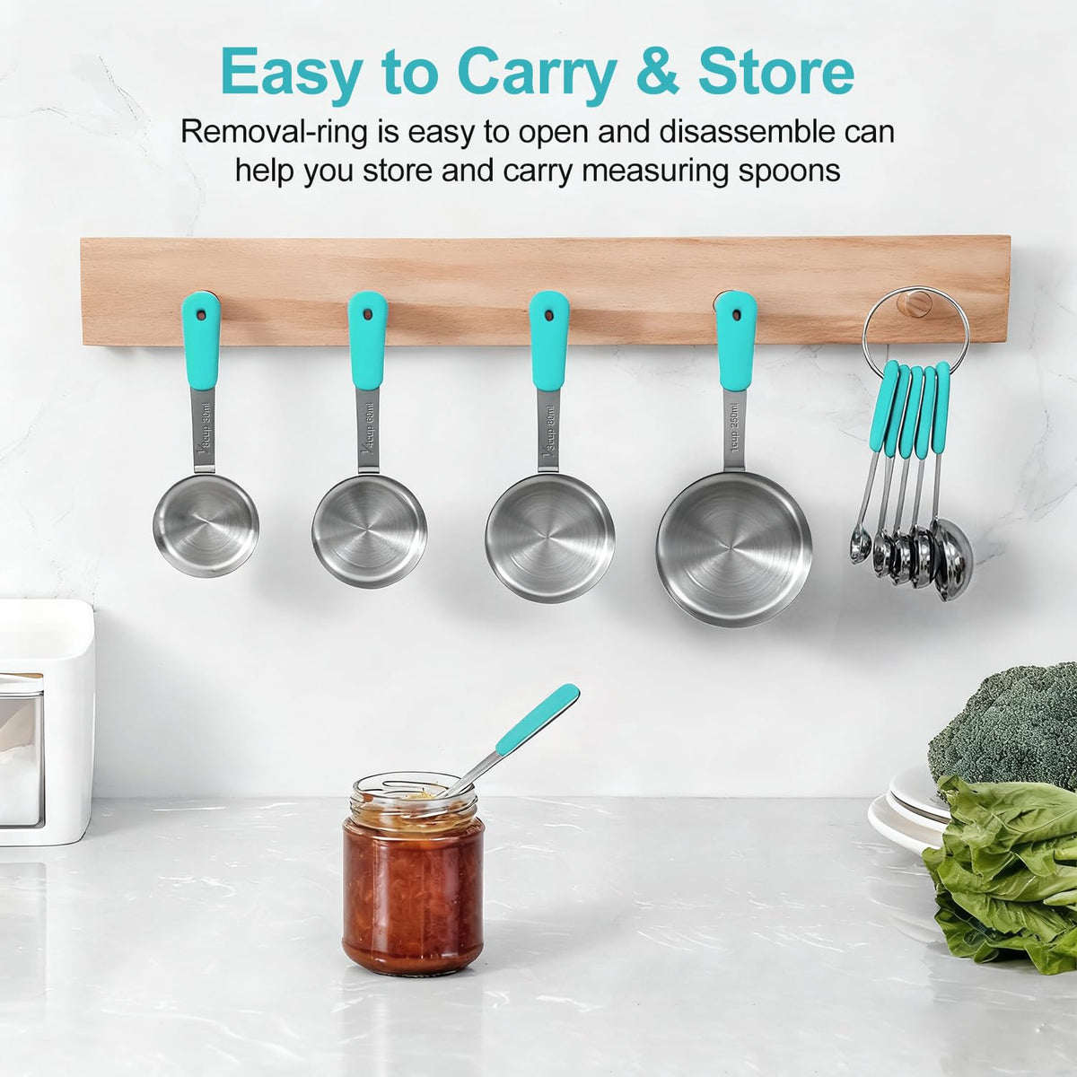 10-Pcs Stainless Steel Measuring Cups & Spoons Set, Colorful Handles