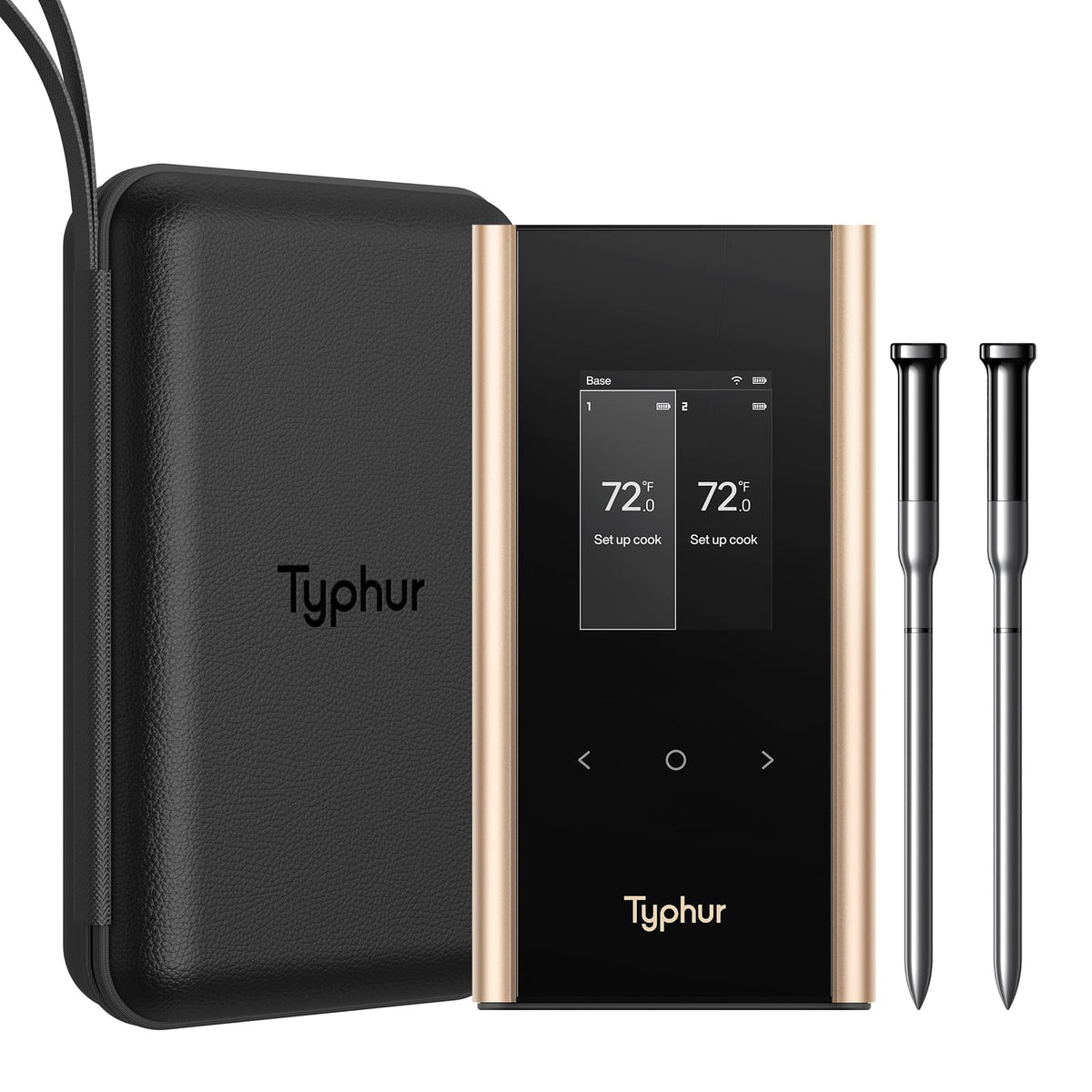 Typhur Sync Gold Wireless WiFi Meat Thermometer, 2 Slim Probes, Smart Base