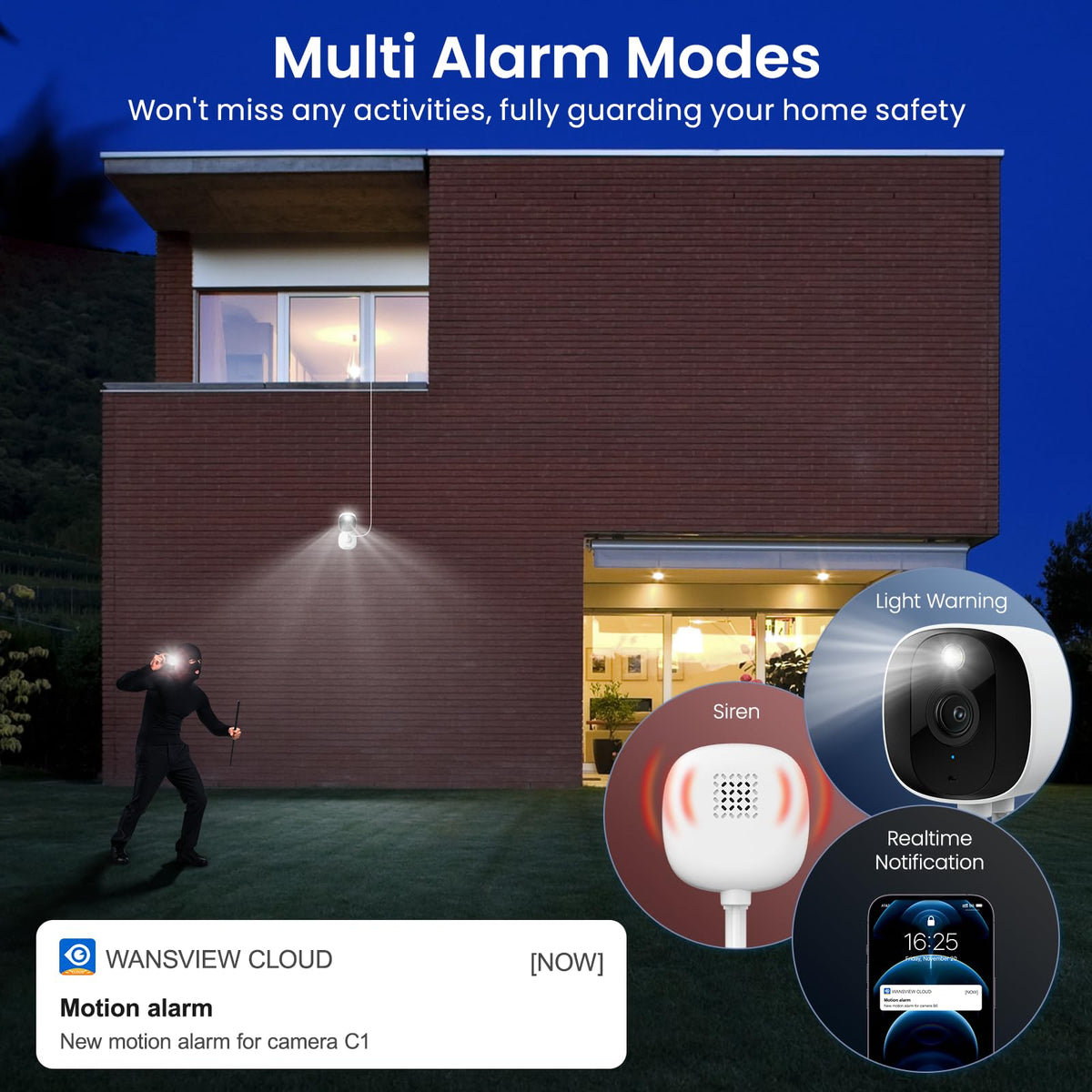 AOQEE 2K Cameras for Home Security, Indoor/Outdoor, Full Color, C1 2Pack