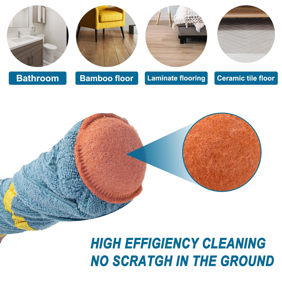 Self-Wringing Twist Mops for Floor Cleaning, Microfiber Floor mop with 57 " Long Handle, Easy Wringing Mop for Hardwood Commercial Household Clean