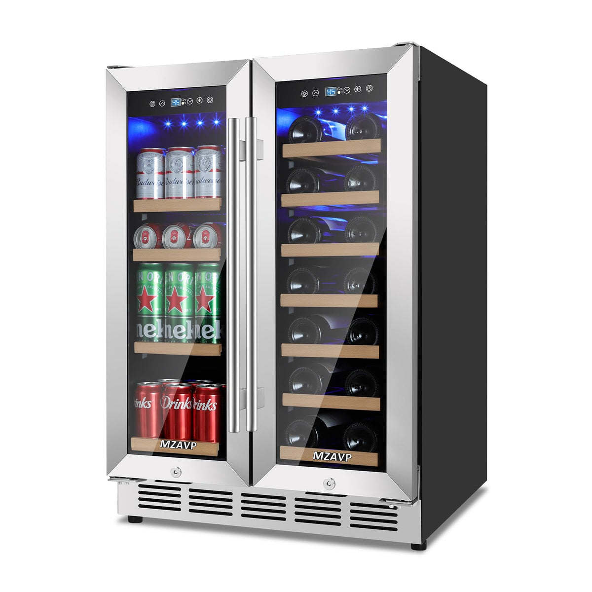 Beverage Refrigerator Cooler, 120 Can Mini Beverage Fridge with Reversible Glass Door for Soda Beer, 3 Cu.Ft Drink Fridge with Digital Temperature Control & Adjustable Shelves - Silver