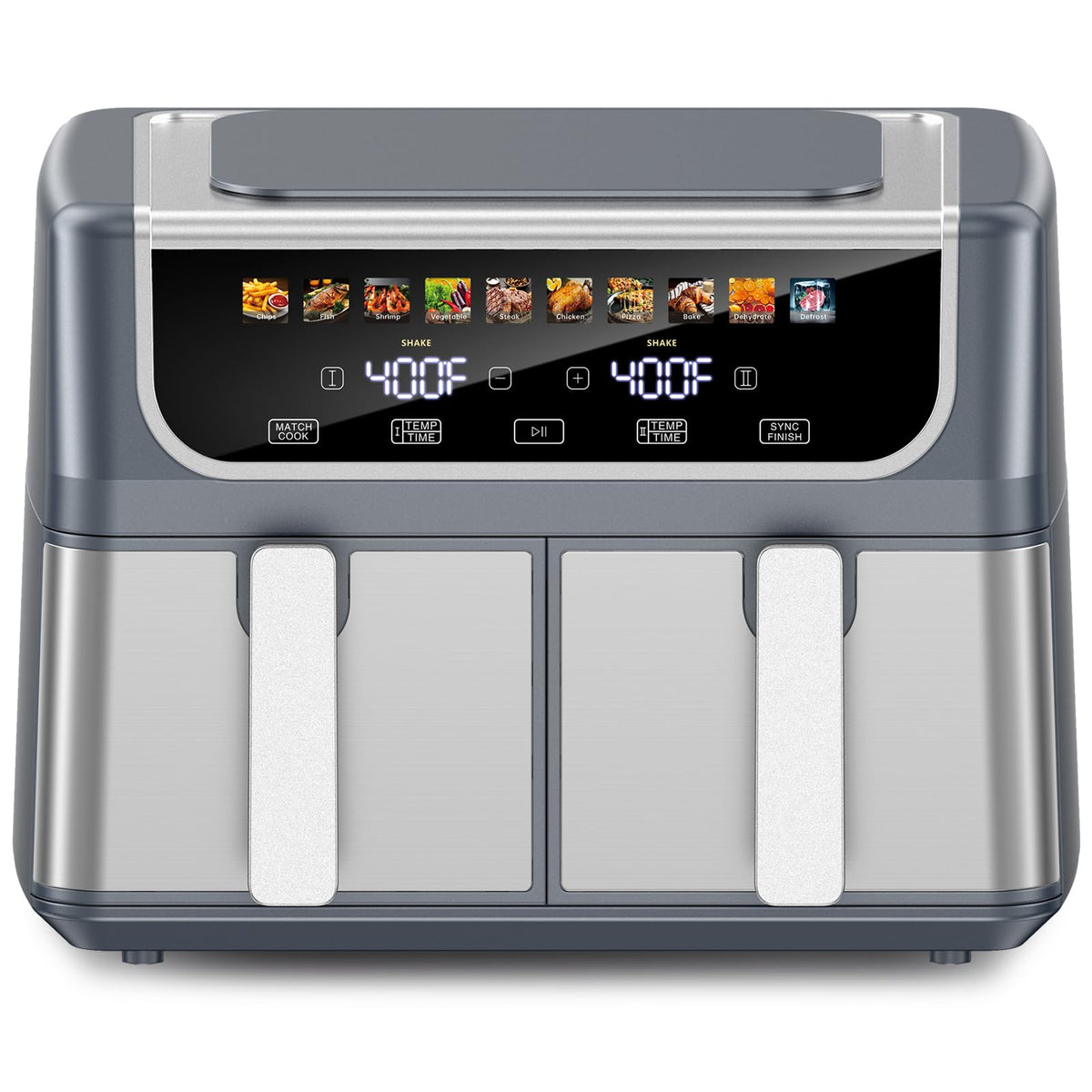 OLIXIS Dual Air Fryers with 2 Baskets 9.5 Quarts Large Airfryer 10-in-1