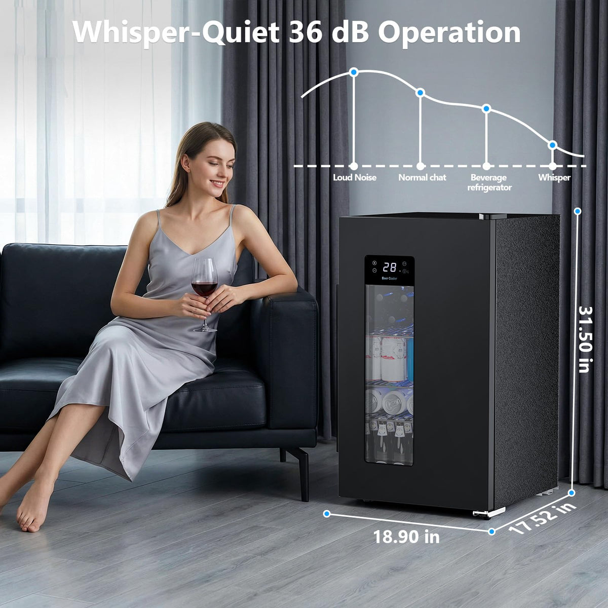 Electactic Mini Fridge 130 Can Beverage Refrigerator Cooler, 3.2 Cu.Ft Drink Fridge forSoda Wine Beer, Digital Temperature Control Cooler for Home, Dorm, Bar