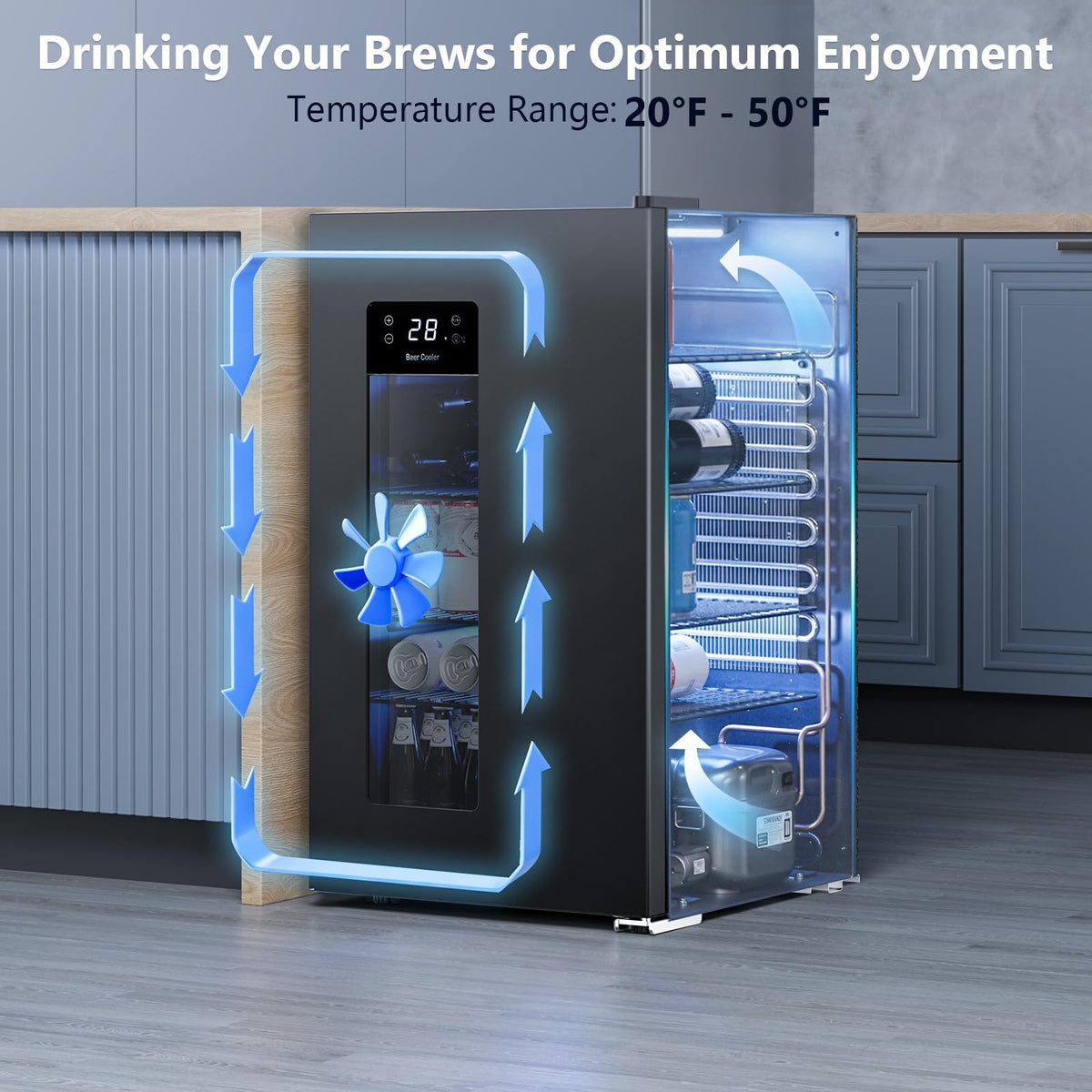 Electactic Mini Fridge 130 Can Beverage Refrigerator Cooler, 3.2 Cu.Ft Drink Fridge forSoda Wine Beer, Digital Temperature Control Cooler for Home, Dorm, Bar