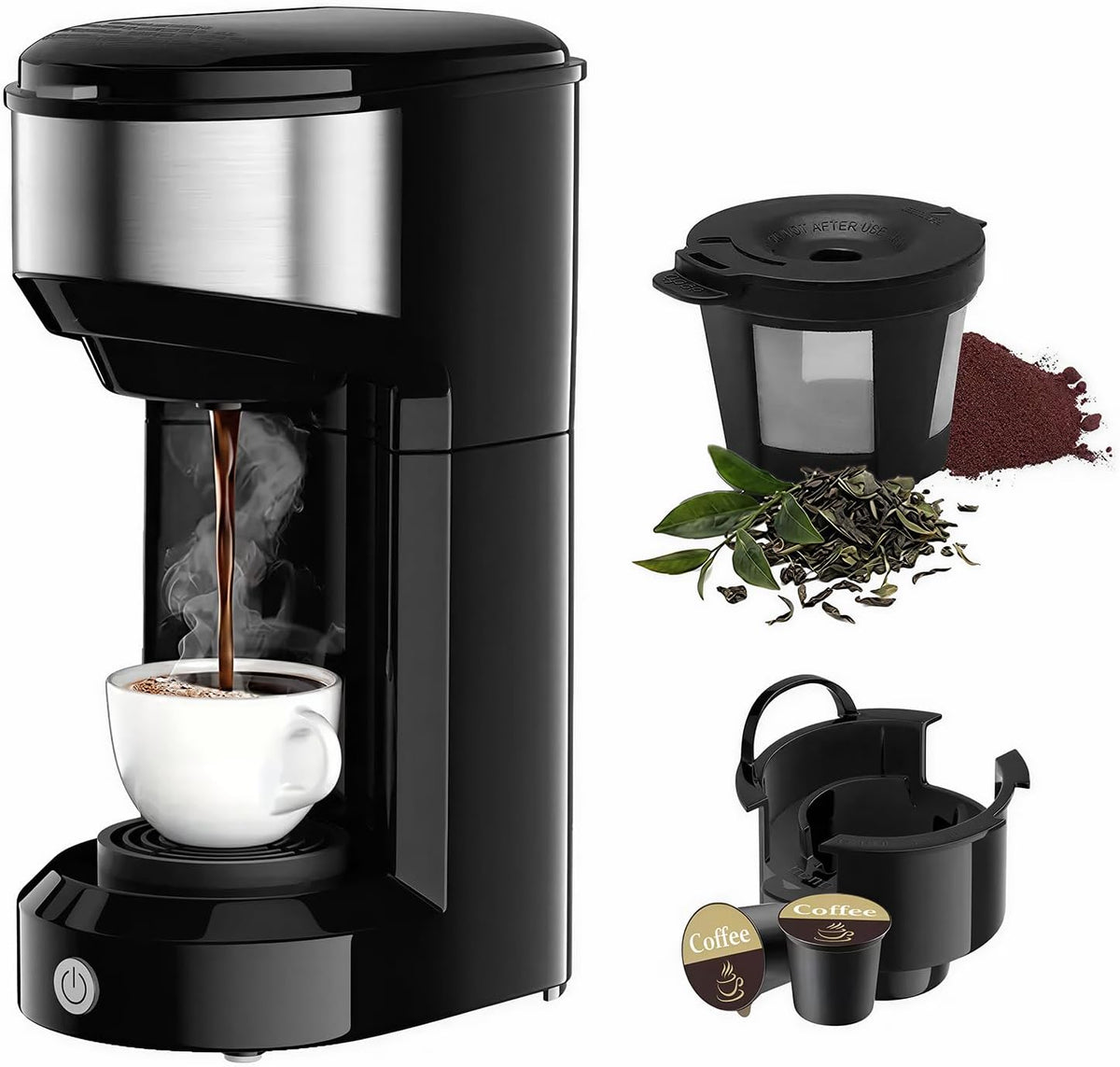 Single Serve Coffee Maker, Small K Pod&Ground Coffee Machine