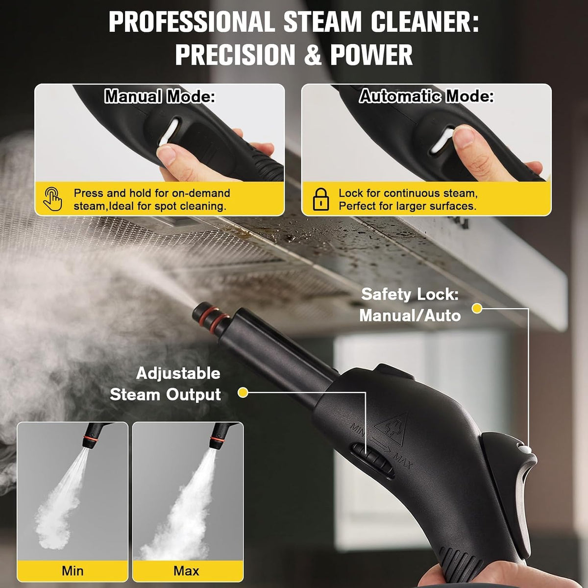 Waitbird Multi-Purpose Steam Cleaner, 4.5Bar 300°F Steamer for Tile & Grout
