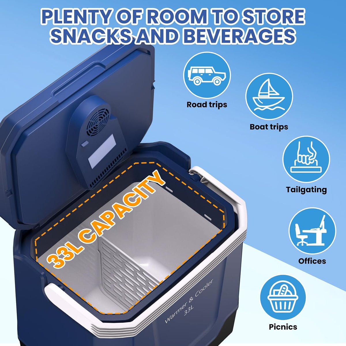 Garvee Electric Cooler & Warmer 35 Quart (33 L), Blue