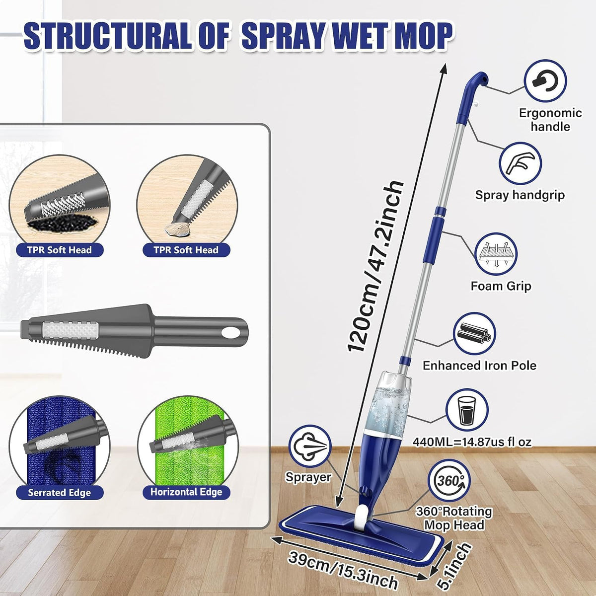 Microfiber Spray Mops for Floors Cleaning: Wet Dry Mop Hardwood Floor Mops